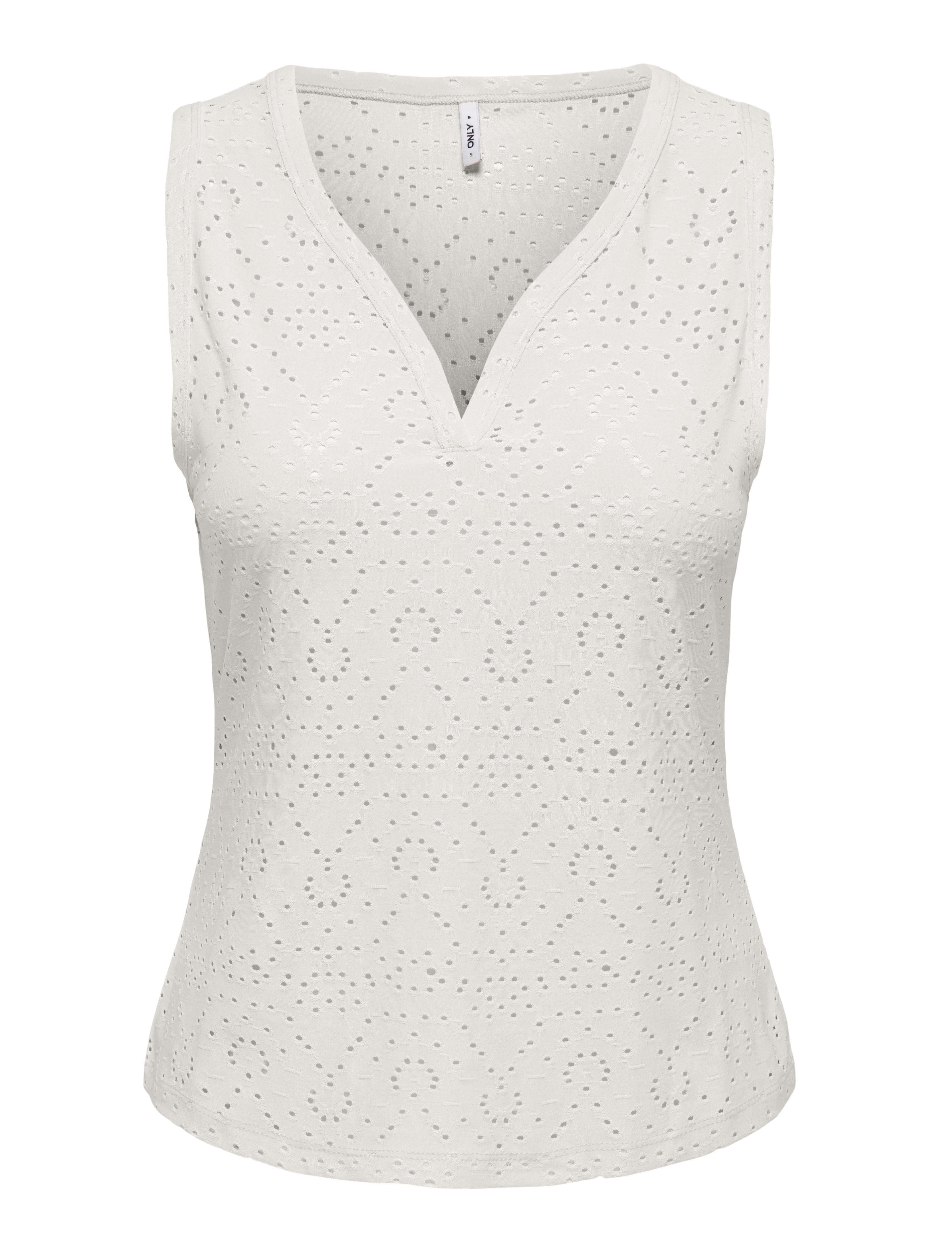 ONLY Spitzentop ONLSMILLA S/L V-NECK TOP JRS Materialmix, regular fit, V-Ausschnitt