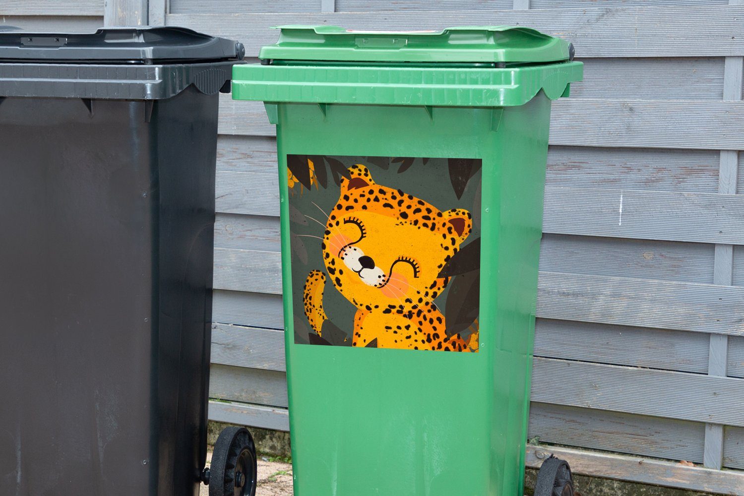 Gepard Mülltonne, Tiere Wandsticker Container, - Abfalbehälter Sticker, St), Mülleimer-aufkleber, Kinder (1 - - MuchoWow Dschungel