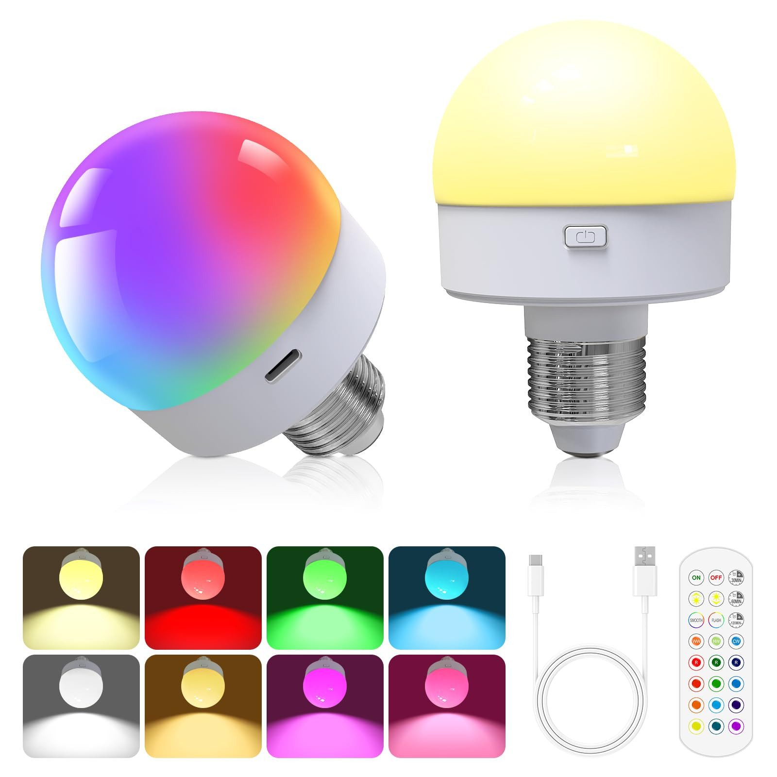 MUPOO LED-Leuchtmittel Glühbirne mit Fernbedienung,4w, E27, E26, 2 St., 15 günstig online kaufen