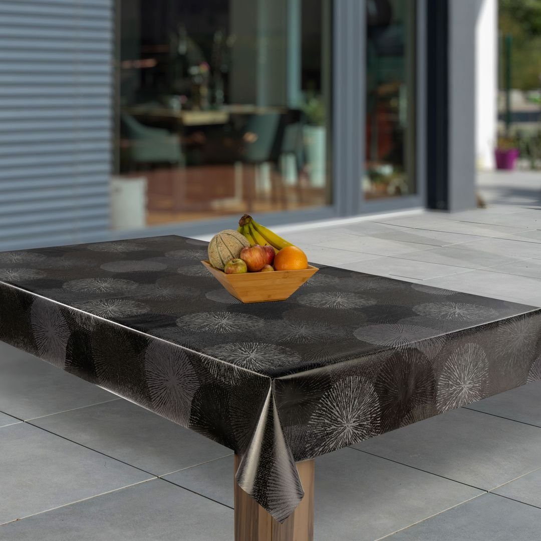 laro Tischdecke Wachstuch-Tischdecken Abwaschbar Feuerwerk Schwarz Grau rec günstig online kaufen