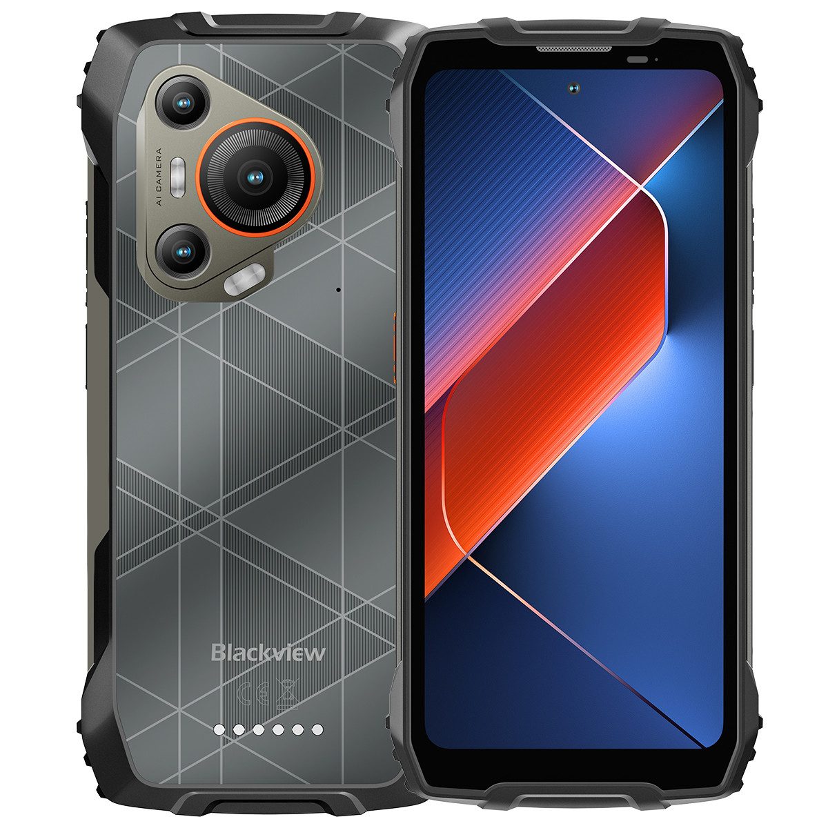 blackview Blackview BL7000 Rugged Outdoor Smartphone wasserfest 16 GB RAM 256 GB Smartphone (17.22 cm/6.78 Zoll, 256 GB Speicherplatz, 50 MP Kamera, GPS, Glonass, Beidou, Galileo, NFC, OTG, Face ID, Nachtsichtkamera)