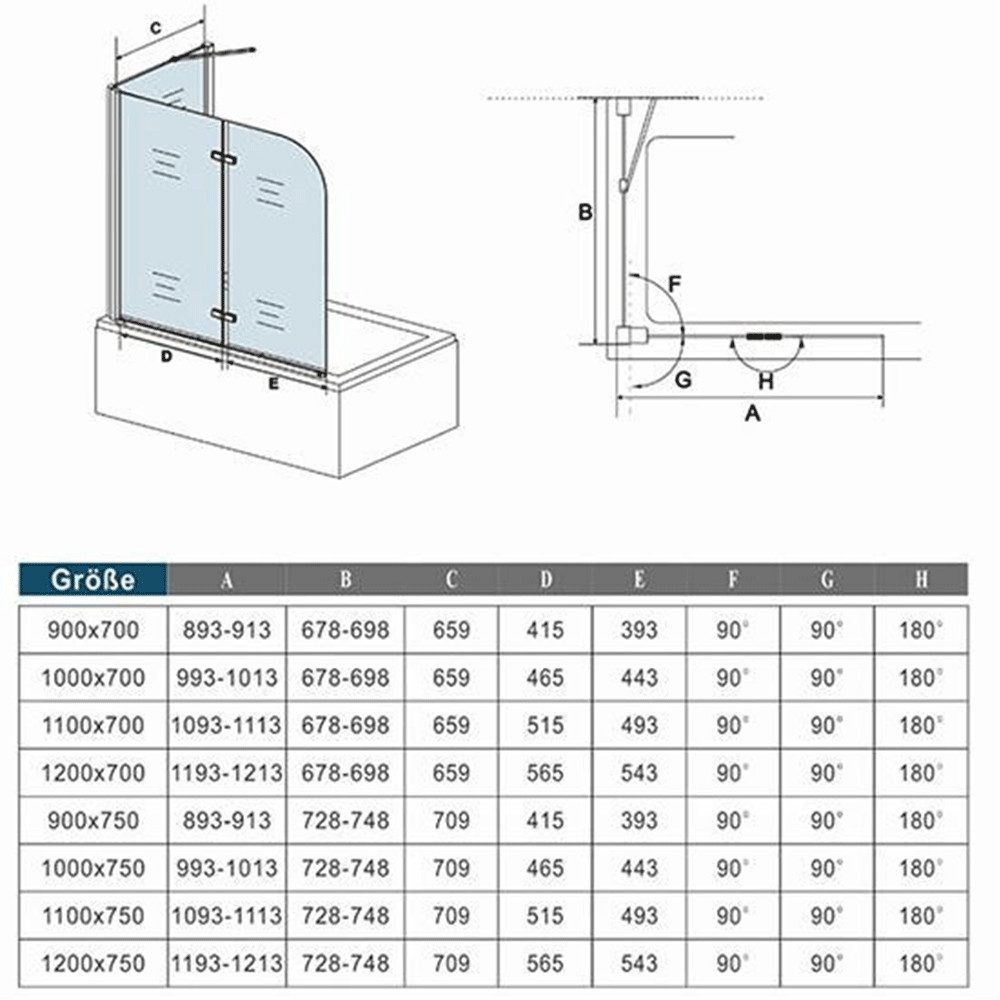 duschspa Badewannenaufsatz 6mm Duschwand Faltwand mit günstig online kaufen
