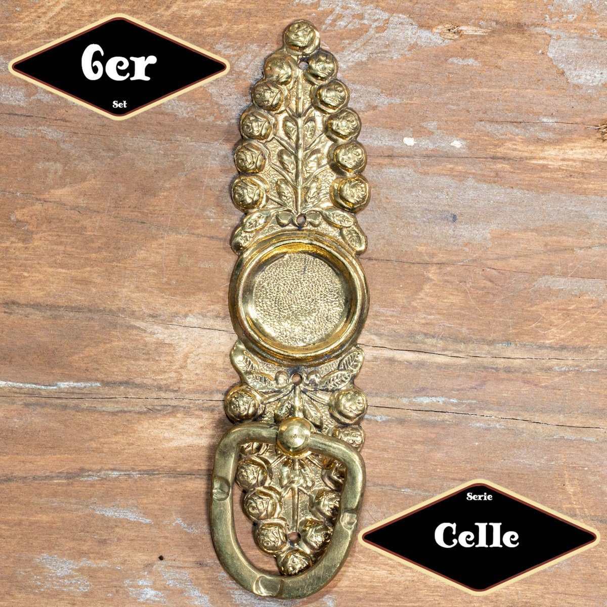 Möbelbeschlag Schubladengriff,Serie"Celle",6er Pack, Eisen in Messing