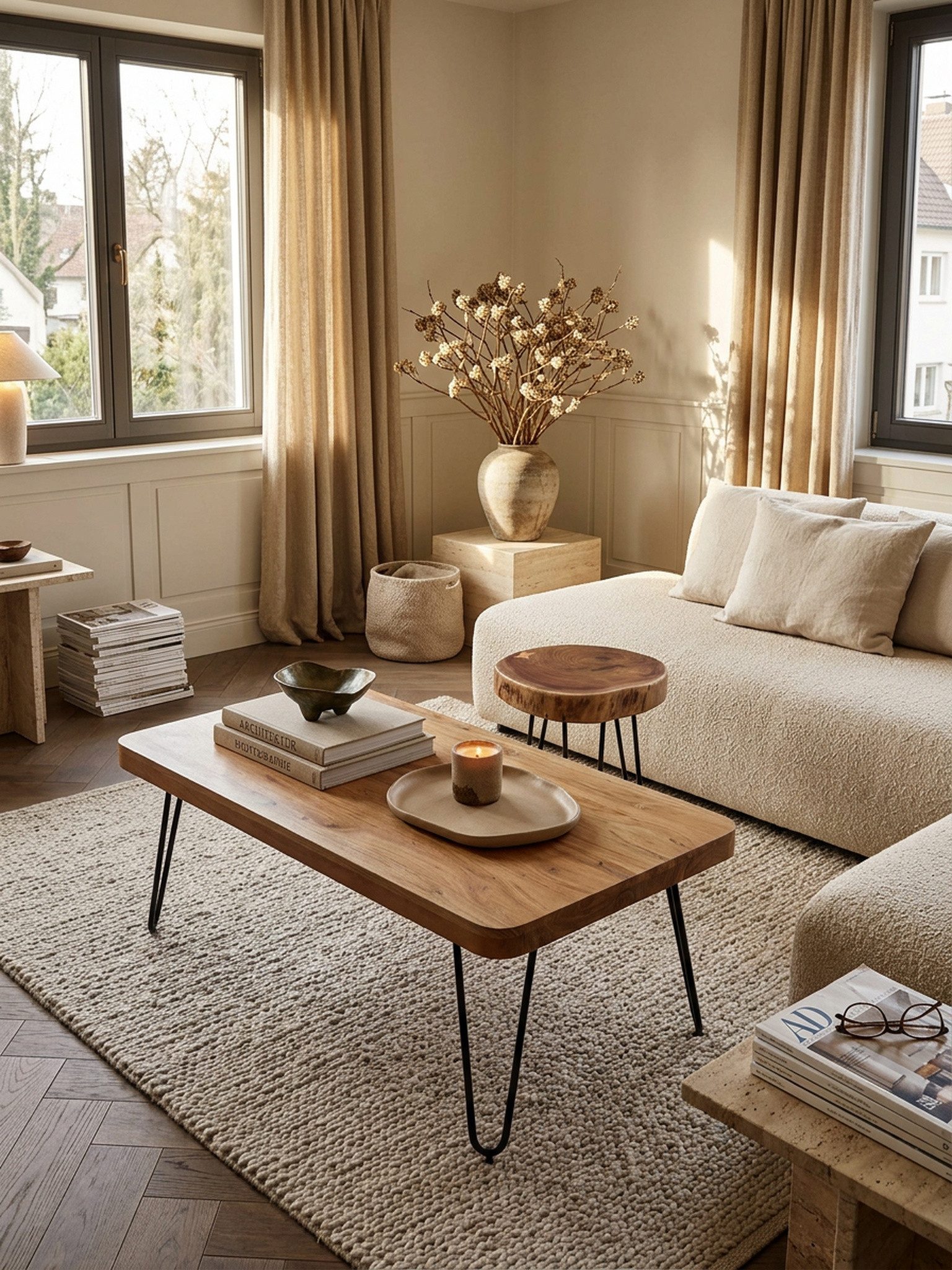 KADIMA DESIGN Couchtisch Beistelltisch BALU - Massivholz & Metall fürs Wohnzimmer