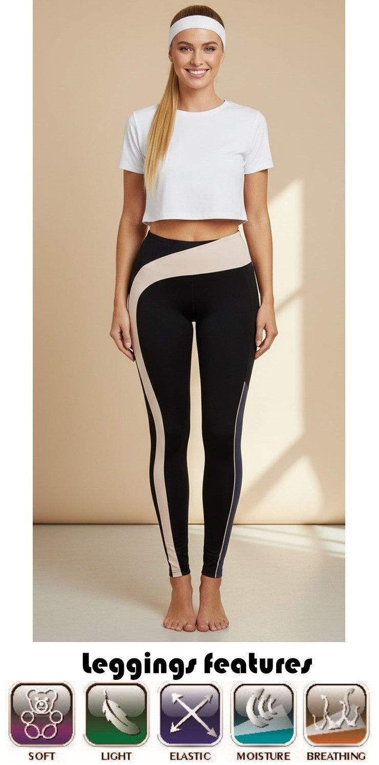 Bas Bleu Laufhose Fitness-Leggings mit Kontrasteinsätzen, Sportleggings