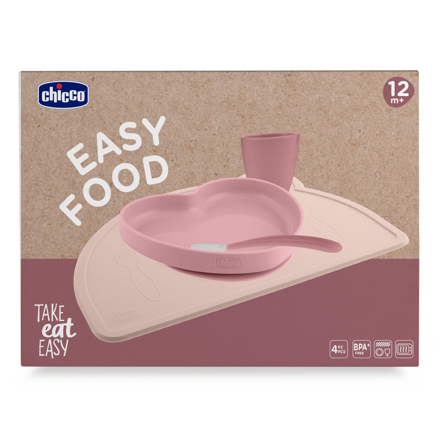 Chicco Kindergeschirr-Set Silikon Mahlzeiten-Set, 4-tlg. (4-tlg), 1 Personen, Silikon