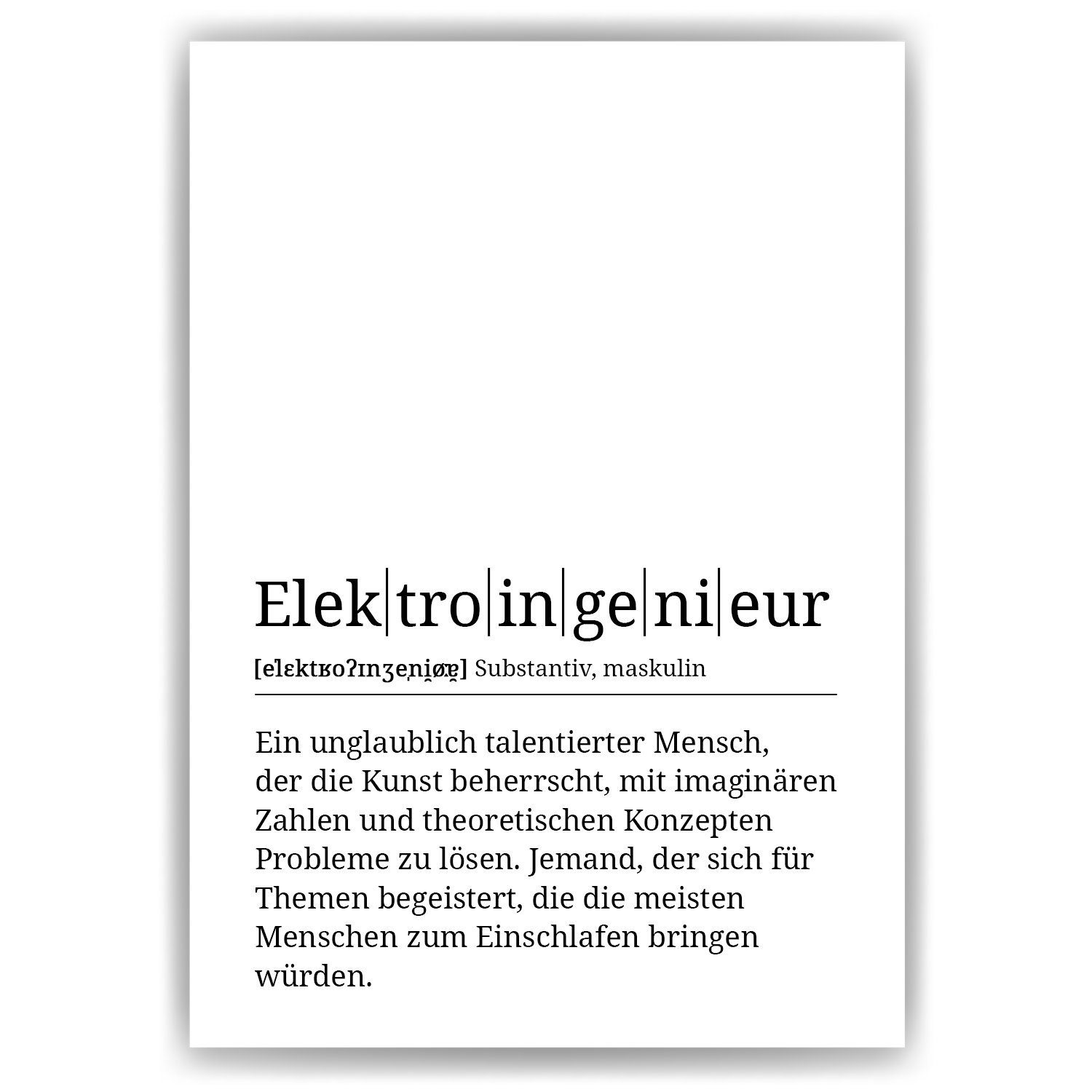 Poster Elektroingenieur Definition Wandbild Mitarbeiter Geschenk