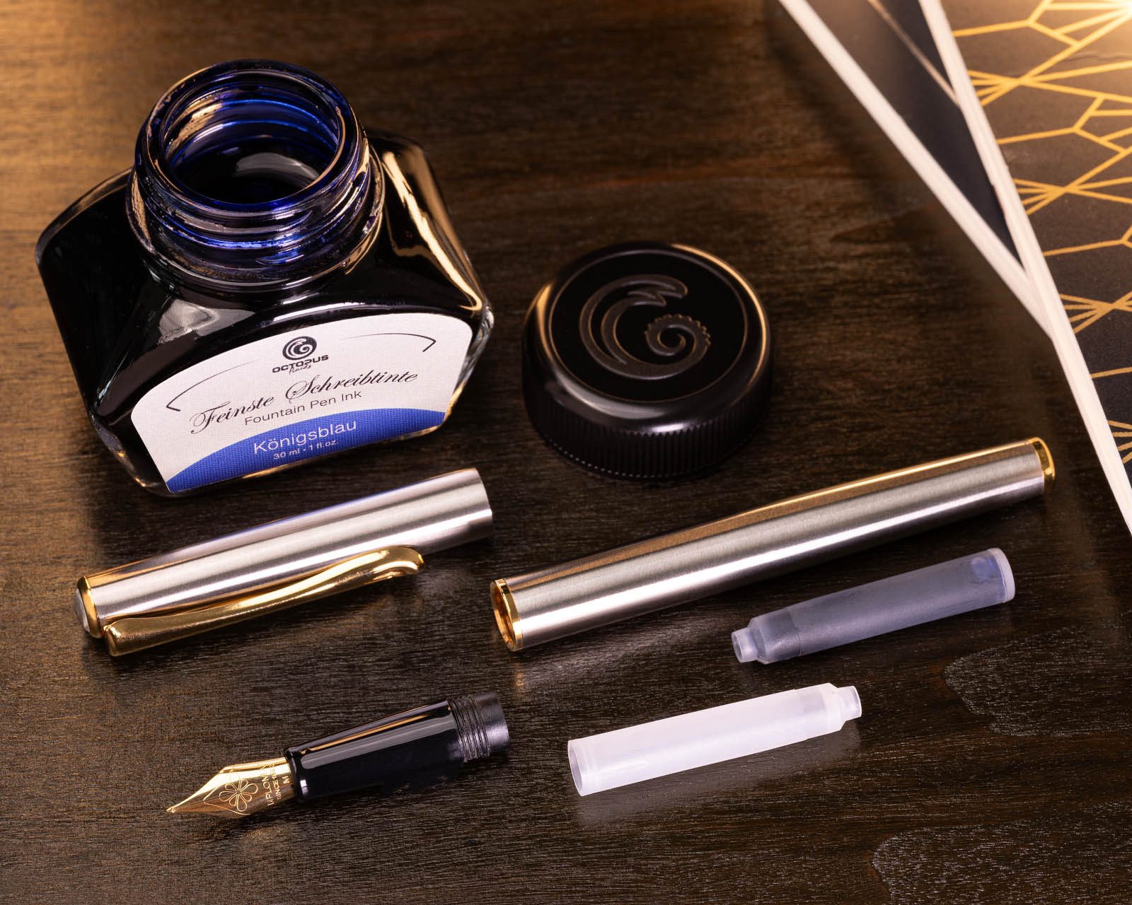 DIPLOMAT Füllhalter Füllhalter Traveller Edelstahl vergoldet, Stärke M