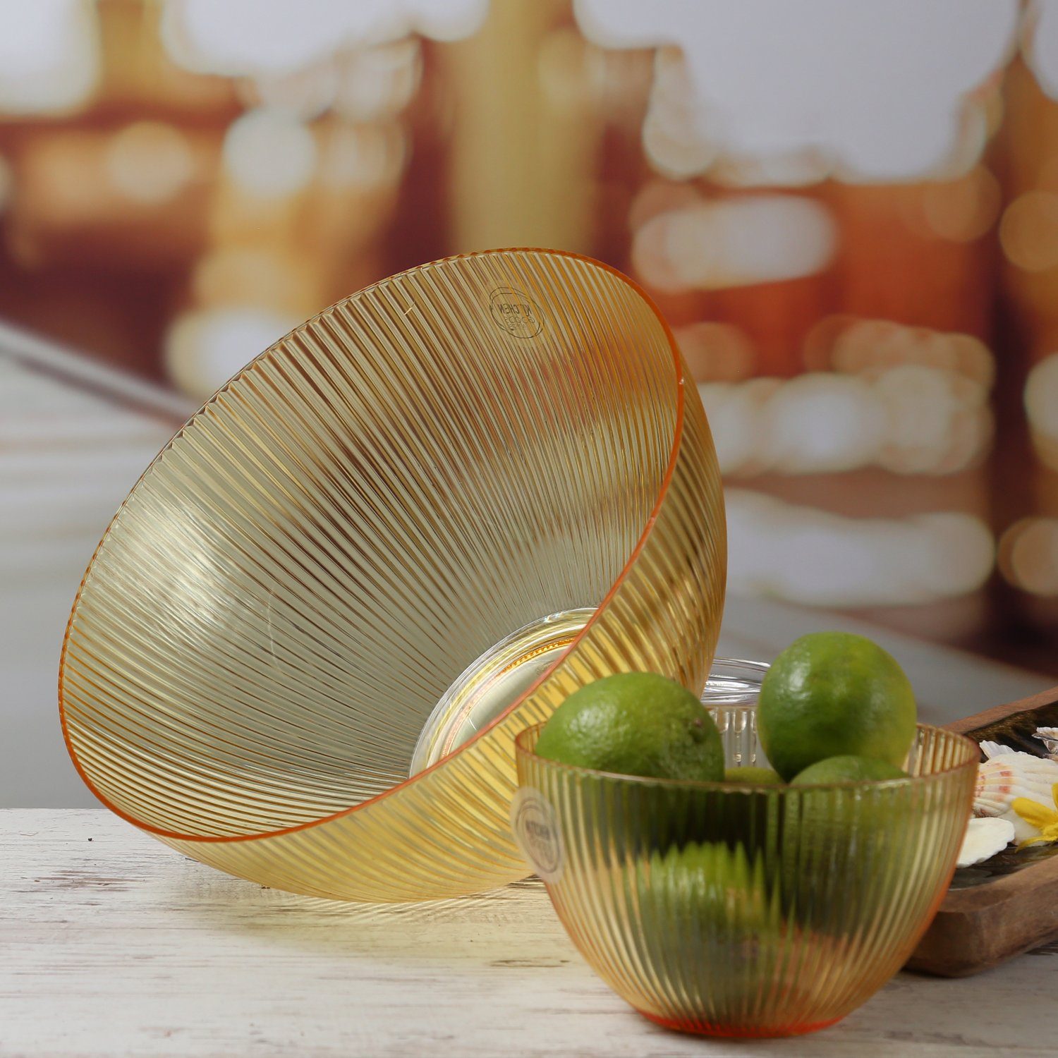 MARELIDA Schüssel Schüssel Salatschüssel Picknick Schale Kunststoff D: 25,5cm 3,7l gelb, Kunststoff, (1-tlg)