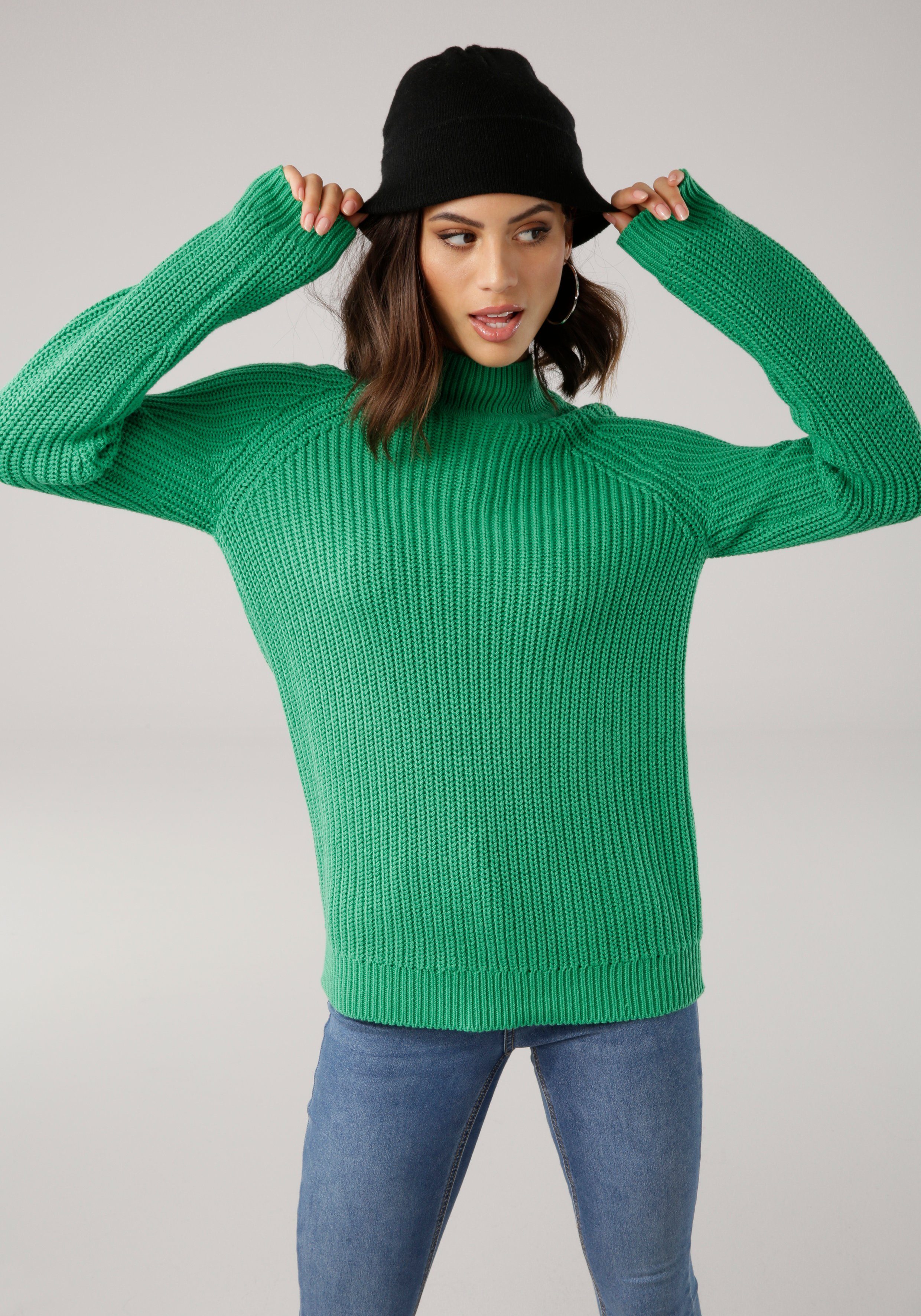 Laura Scott Strickpullover aus Grobstrick mit Stehkragen günstig online kaufen