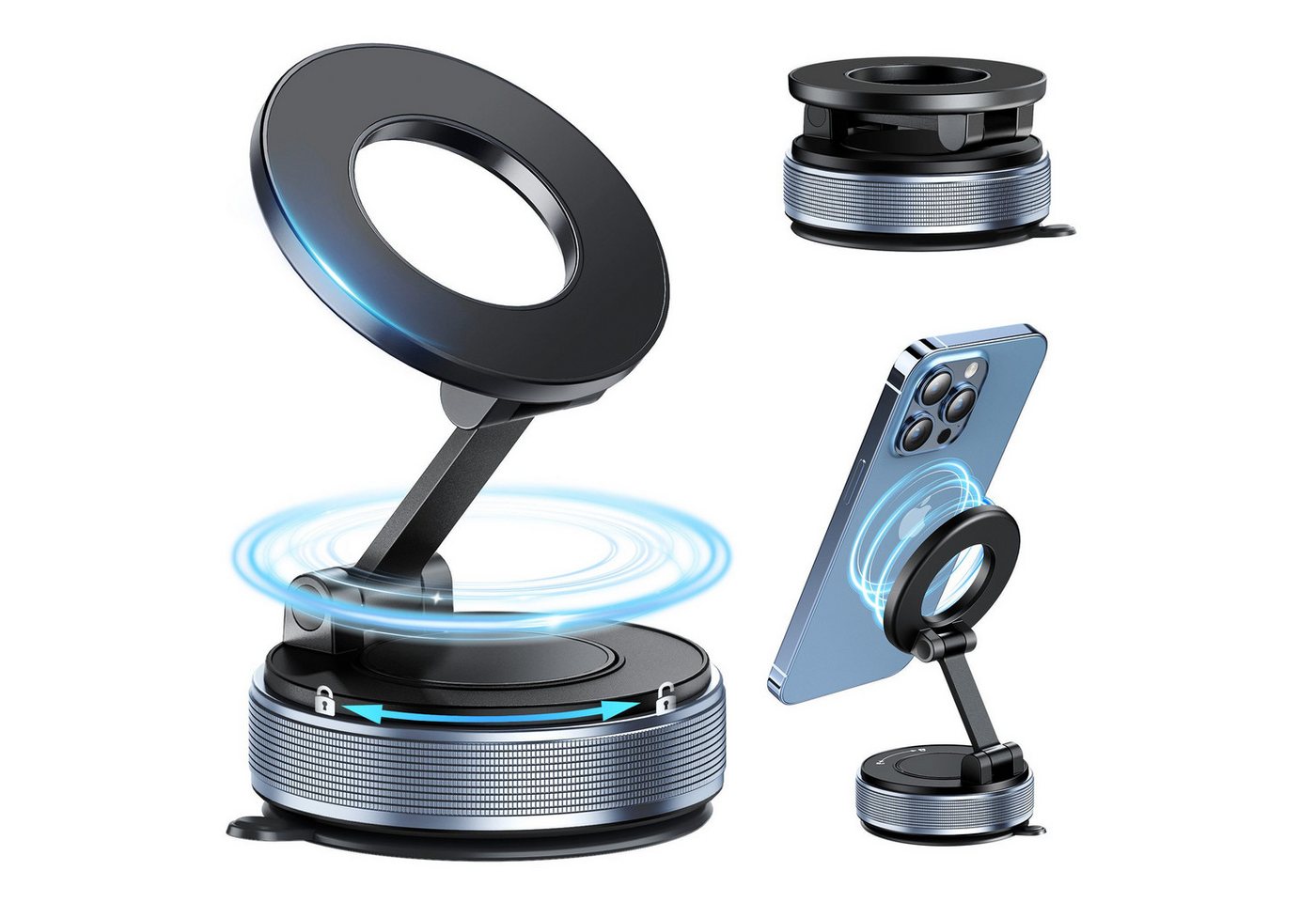 ibettertec Smartphone-Halterung Autotelefonhalterung Handyhalterung Auto, (360° verstellbare magnetische Vakuum-Handyhalterung, kompatibel mit iPhone 17 Pro Max, 16, 15, 14, 13 und 12)