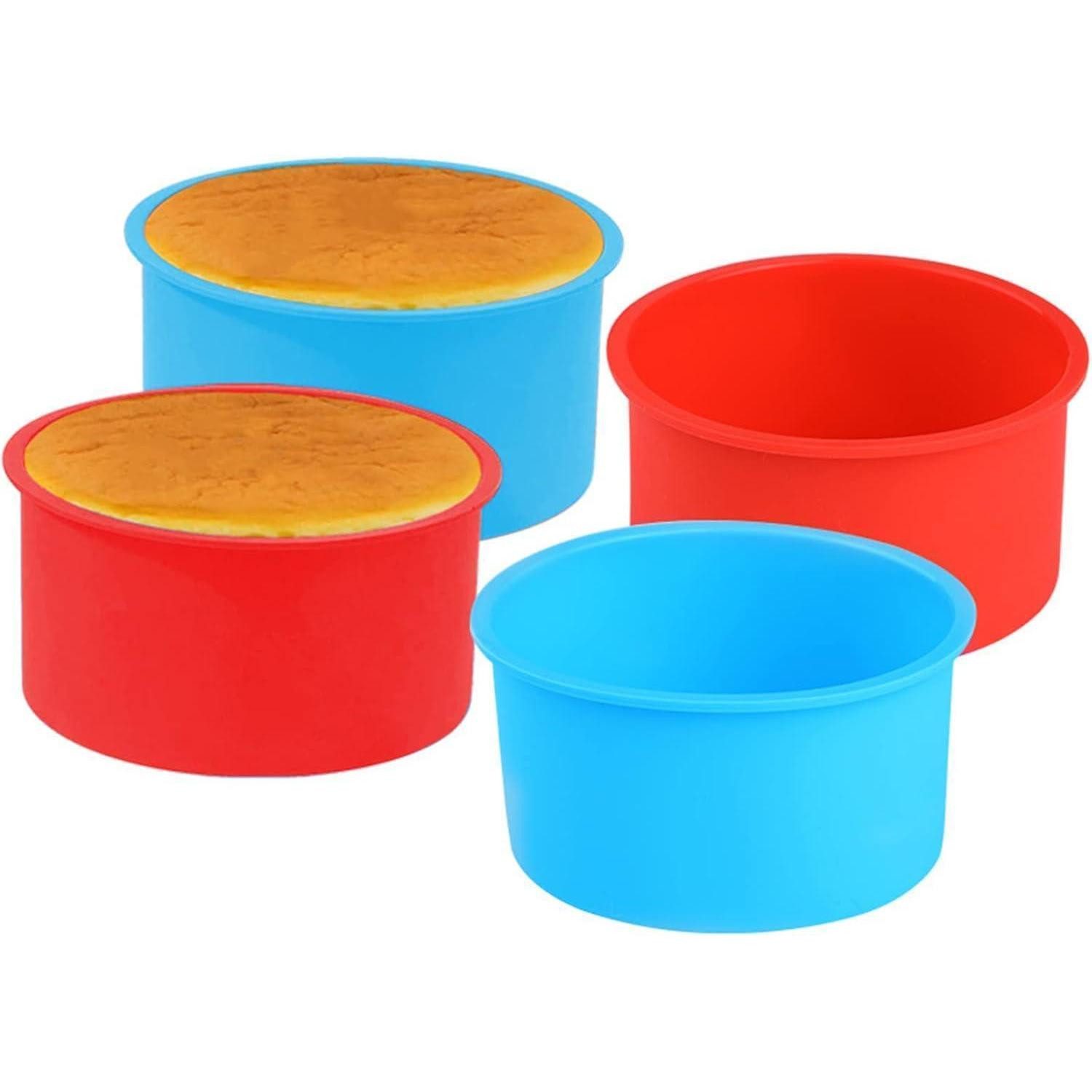 Surflyee Silikonform Silikon Backform Rund 4 Stück 4 Zoll Kuchenformen Schichtkuchen