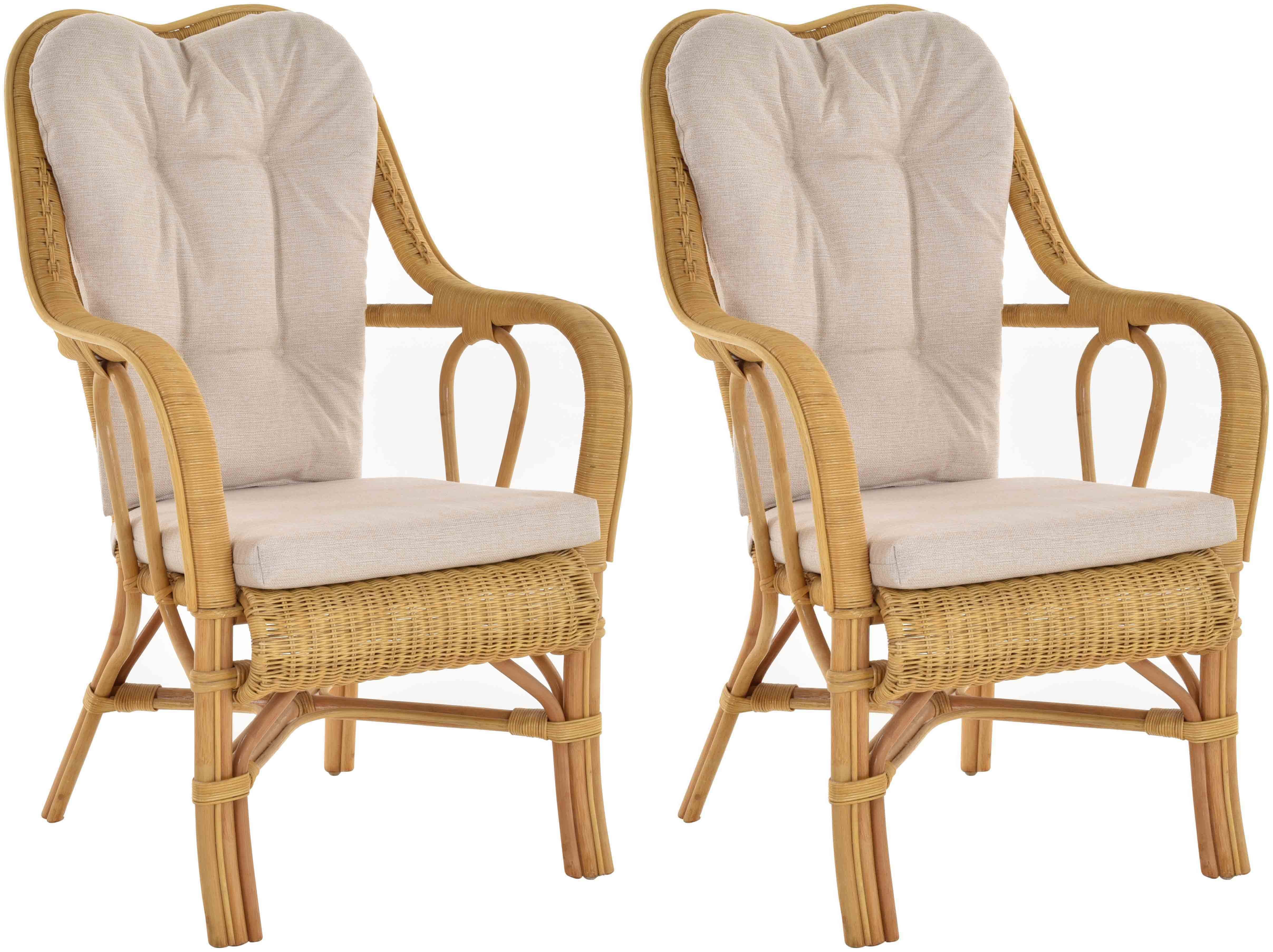 Krines Home Loungesessel Set/2 Rattan Wintergartensessel Harrison Wintergarten Rattansessel (2-St., 2er-Set), hohe Rückenlehne mit Armlehne