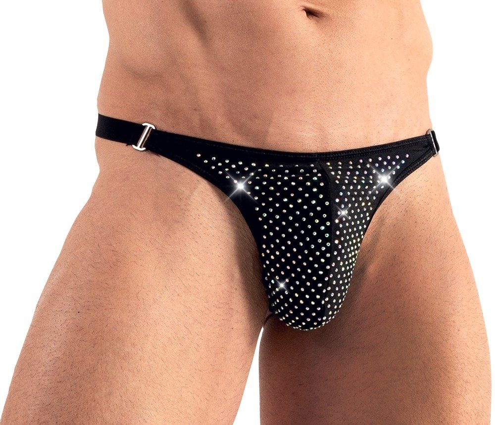 Stringtanga Männer String-Tanga mit Schmucksteinen mit Glitzer besetztem Beutel