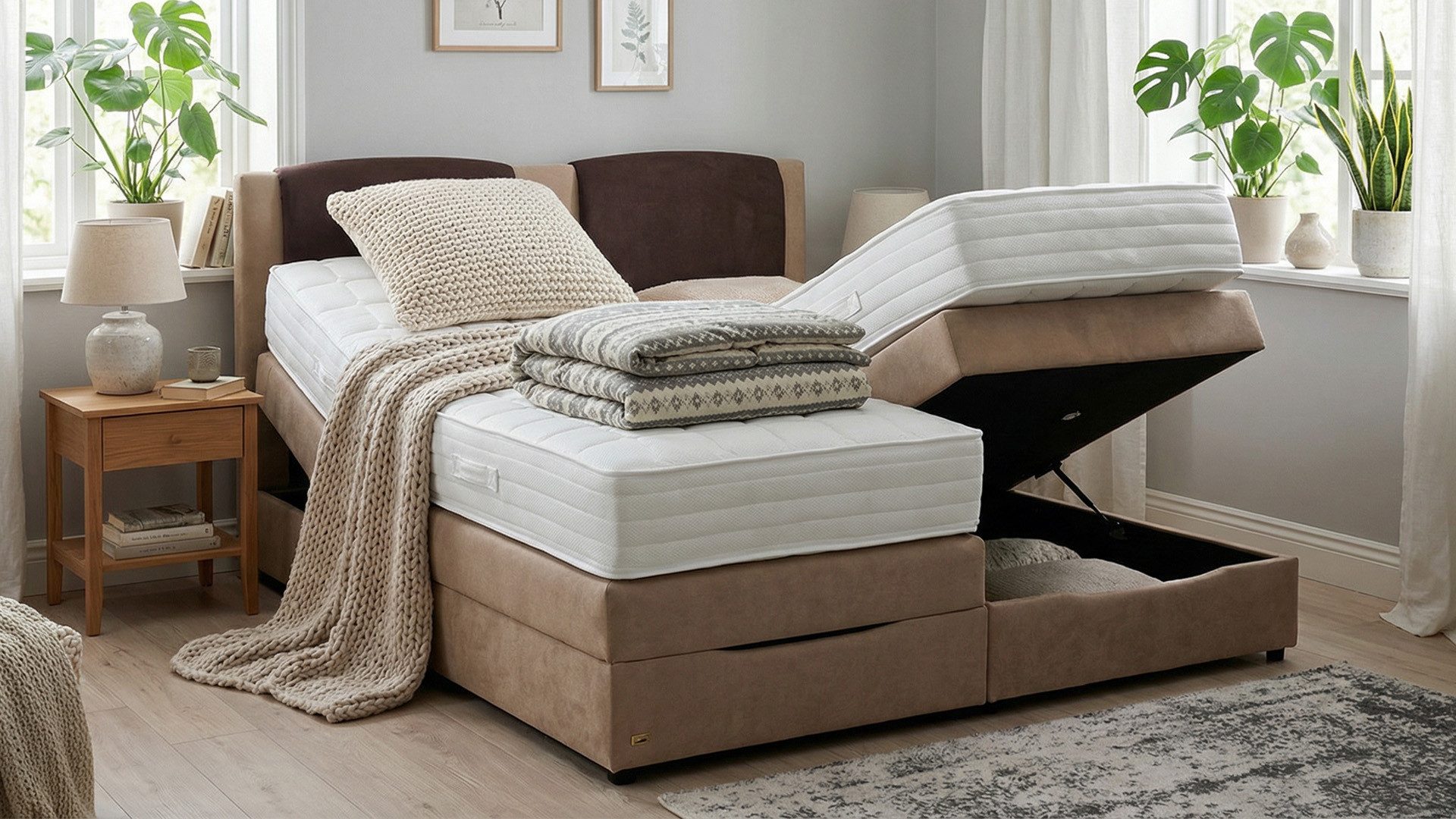 PAARA Boxspringbett Boston mit Bettkasten Kopfteil verstellbar Stauraum, mit einzigartigem Belüftungssystem