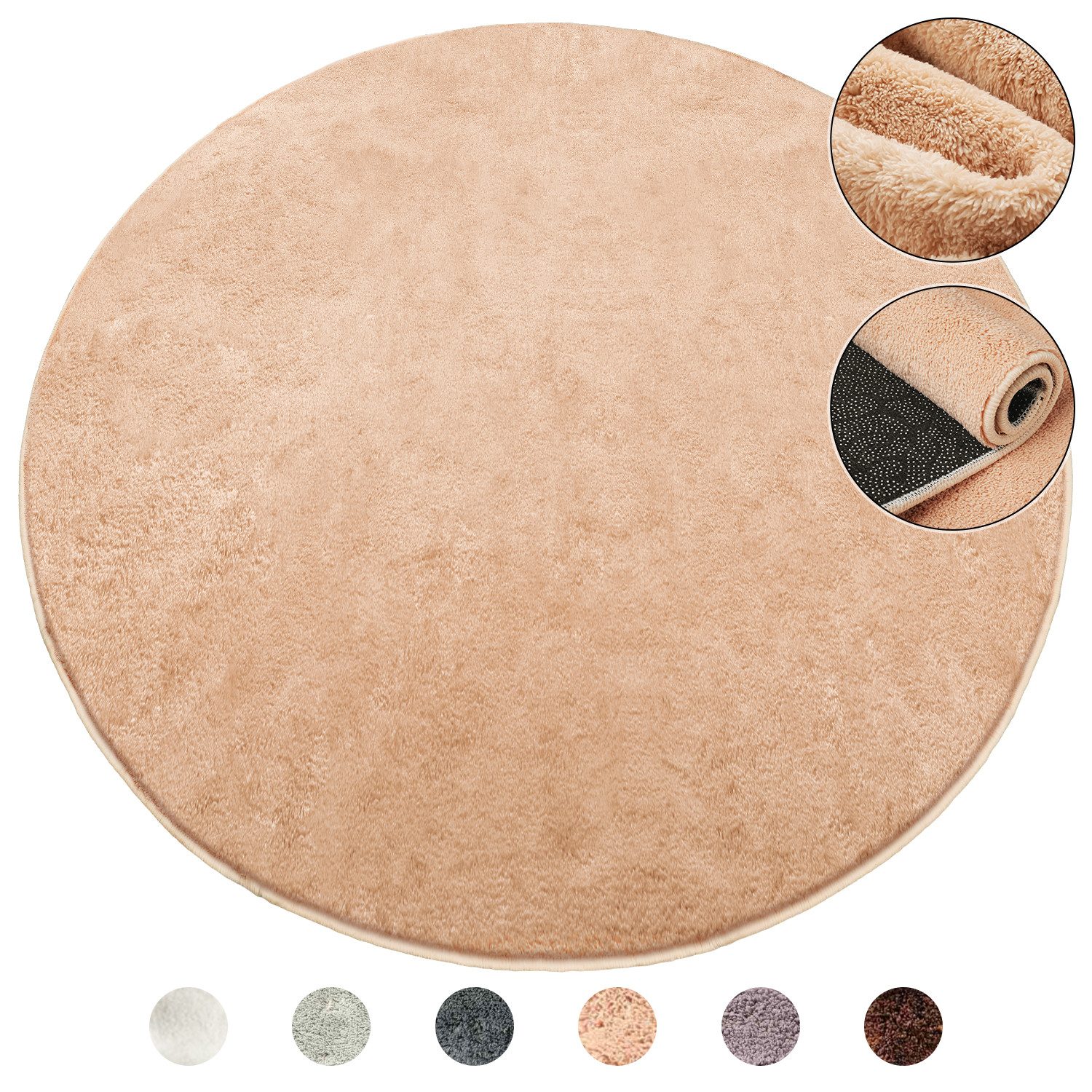 Simloveve Teppich Kuscheliger Kurzflor Teppich, Rund, günstig online kaufen