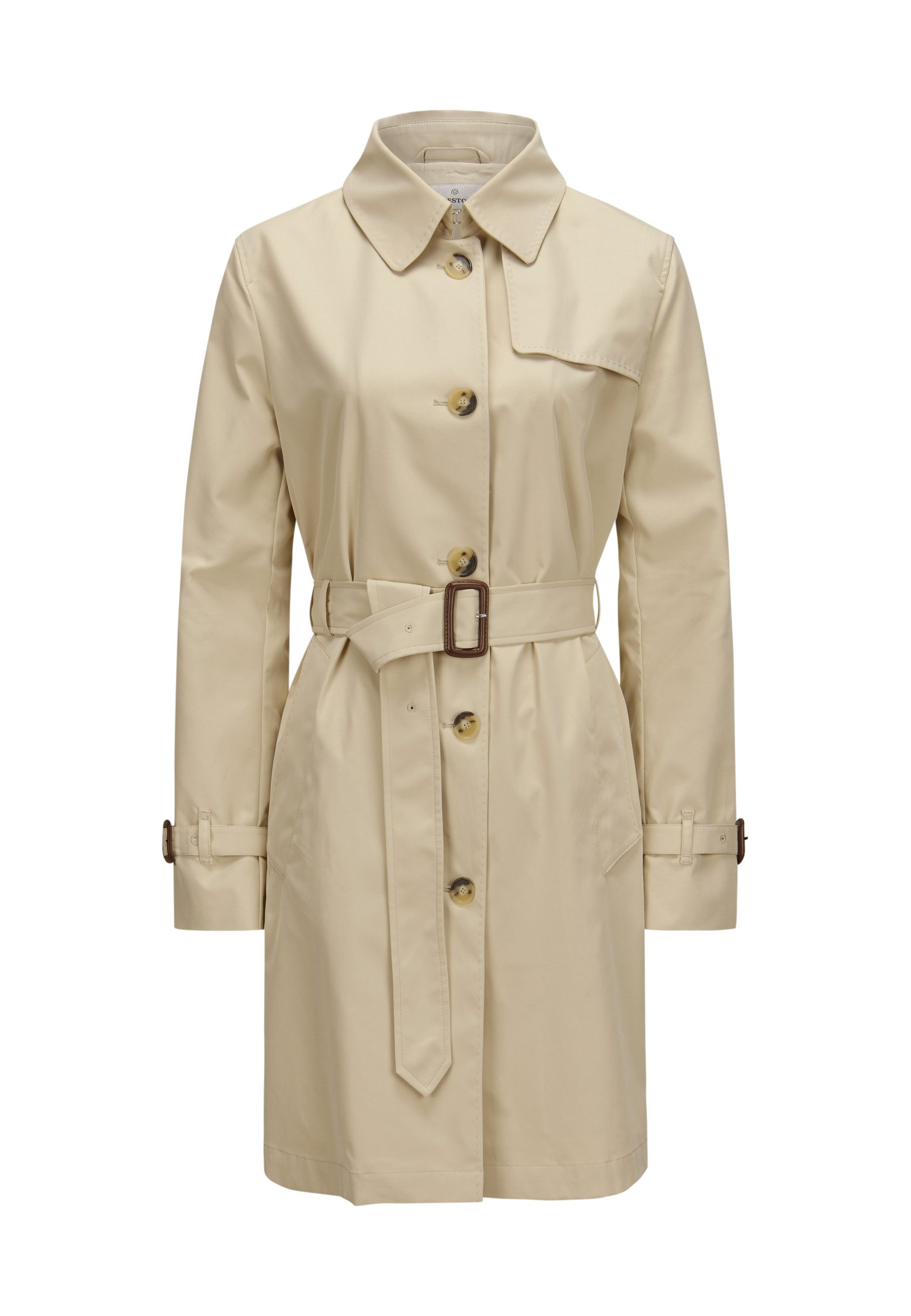 Milestone Trenchcoat MSRumba Damen Mantel Jacke lang klassisch Knöpfe mit Rückenschlitz