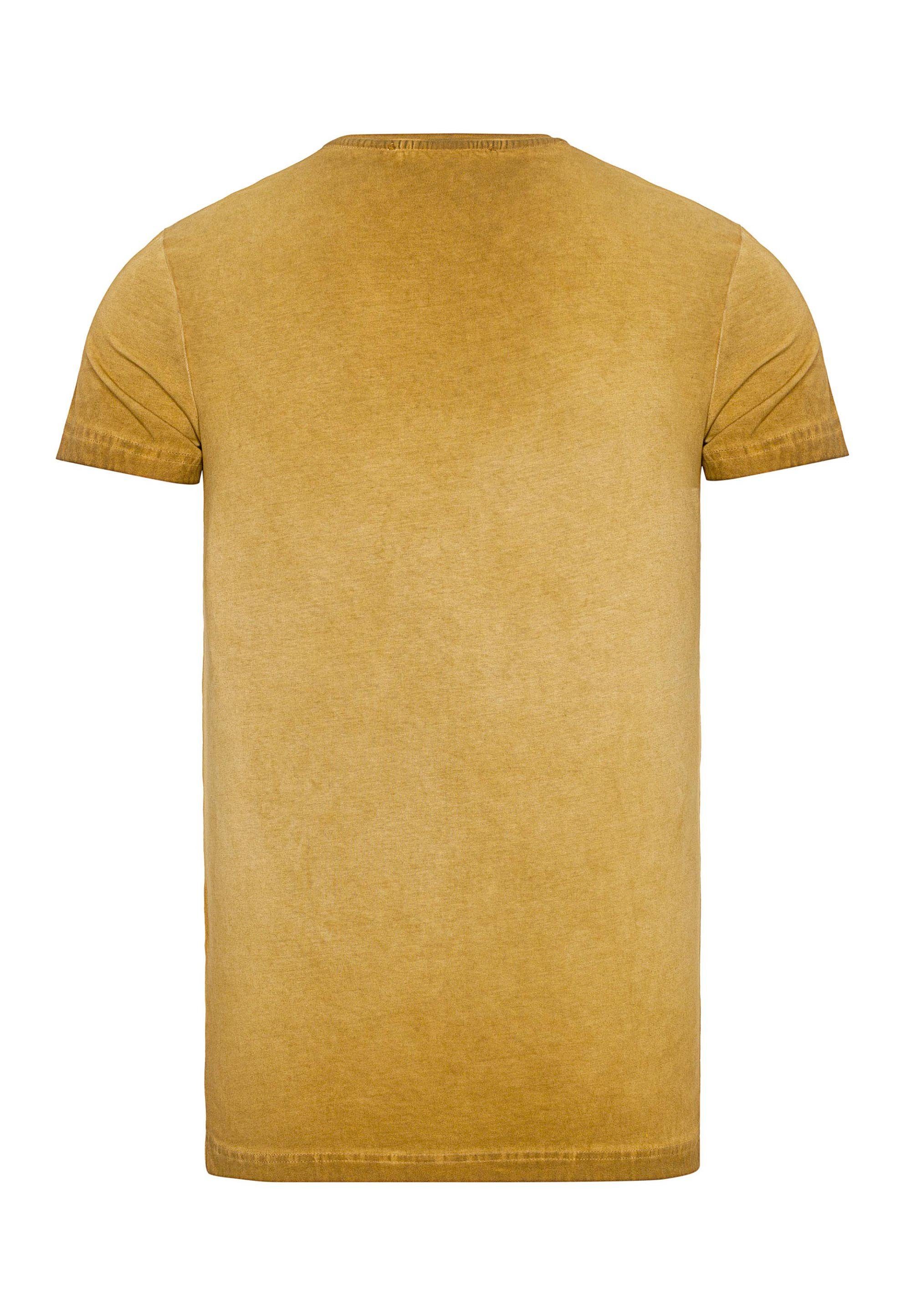 Cipo mit gelb & Aufdruck T-Shirt großem Baxx