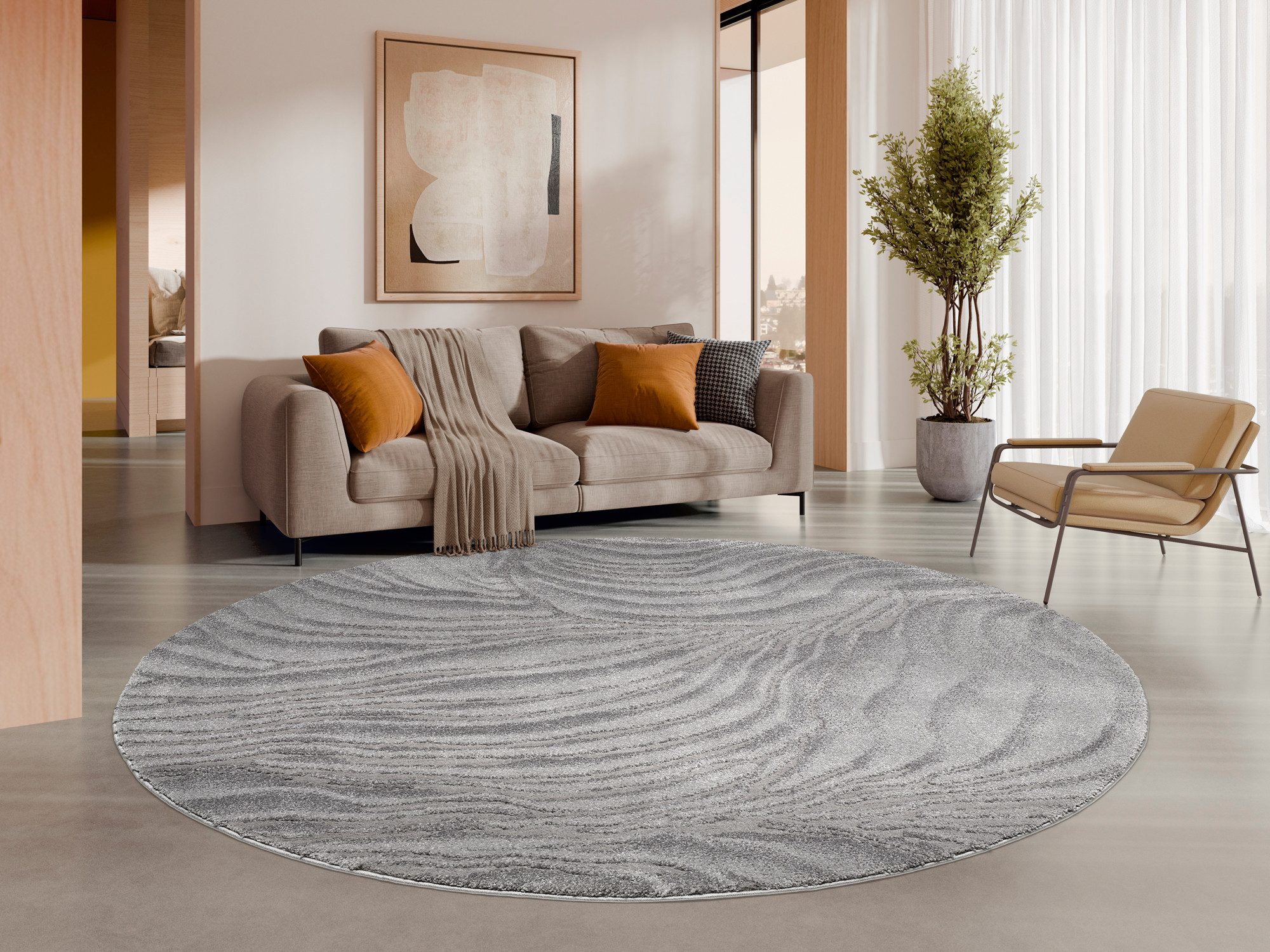 OCI DIE TEPPICHMARKE Teppich LIV CORAL, auch als Läufer und in Rund, rund, Höhe: 20 mm, Design Teppich, auch in quadratischer Form, alle Räume