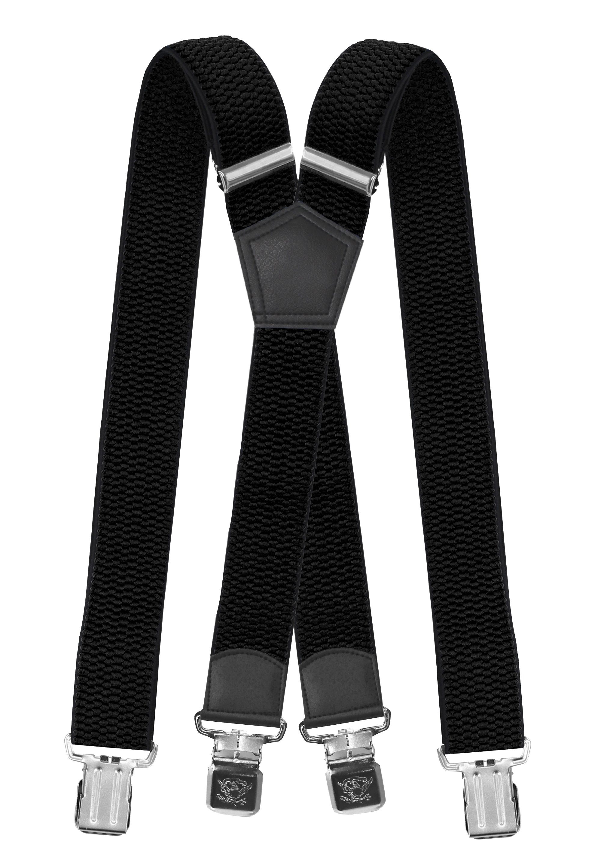 Fabio Farini Hosenträger 4cm Breites X-Design verstellbar mit extra starken Clipverschluss, Schwarz