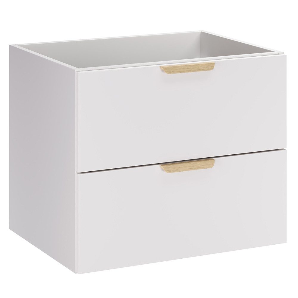 Lomadox Waschbeckenschrank ALASSIO-56 Waschtischunterschrank, 60cm, Weiß matt, 2 Schubladen