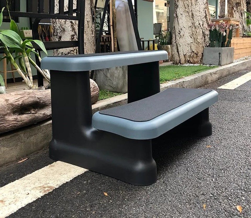 Xlmoebel Poolleiter XLMOEBEL Spa-Treppe aus Aluminium in Schwarz für Whirlpools, Made in Europa