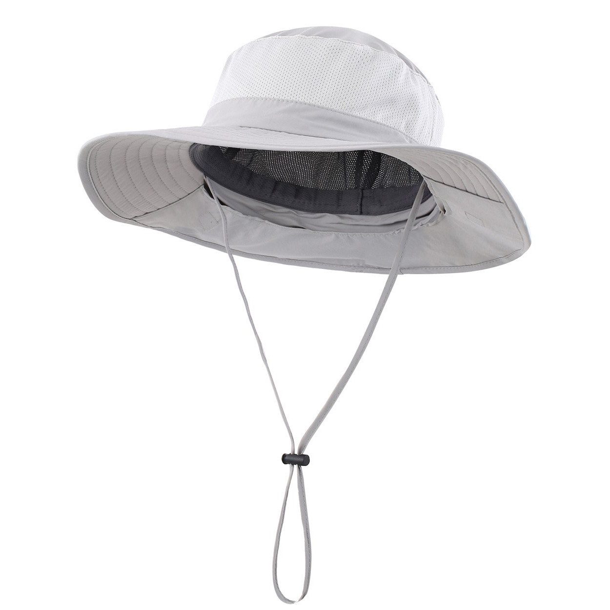 FOUORTUNATE-BEE Sonnenhut Outdoor-Sonnenhut Damen Herren mit breiter Krempe Mesh (mit Nackenklappe und Kinnriemen Sommer Hut, Faltbar und Schnell trocknend, Leichter) für Wandern, Strand und Reisen