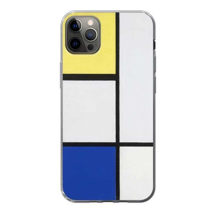 MuchoWow Handyhülle Komposition mit Gelb Blau und Schwarz - Piet Mondrian Handyhülle Apple iPhone 13 Pro Max Smartphone-Bumper Print Handy