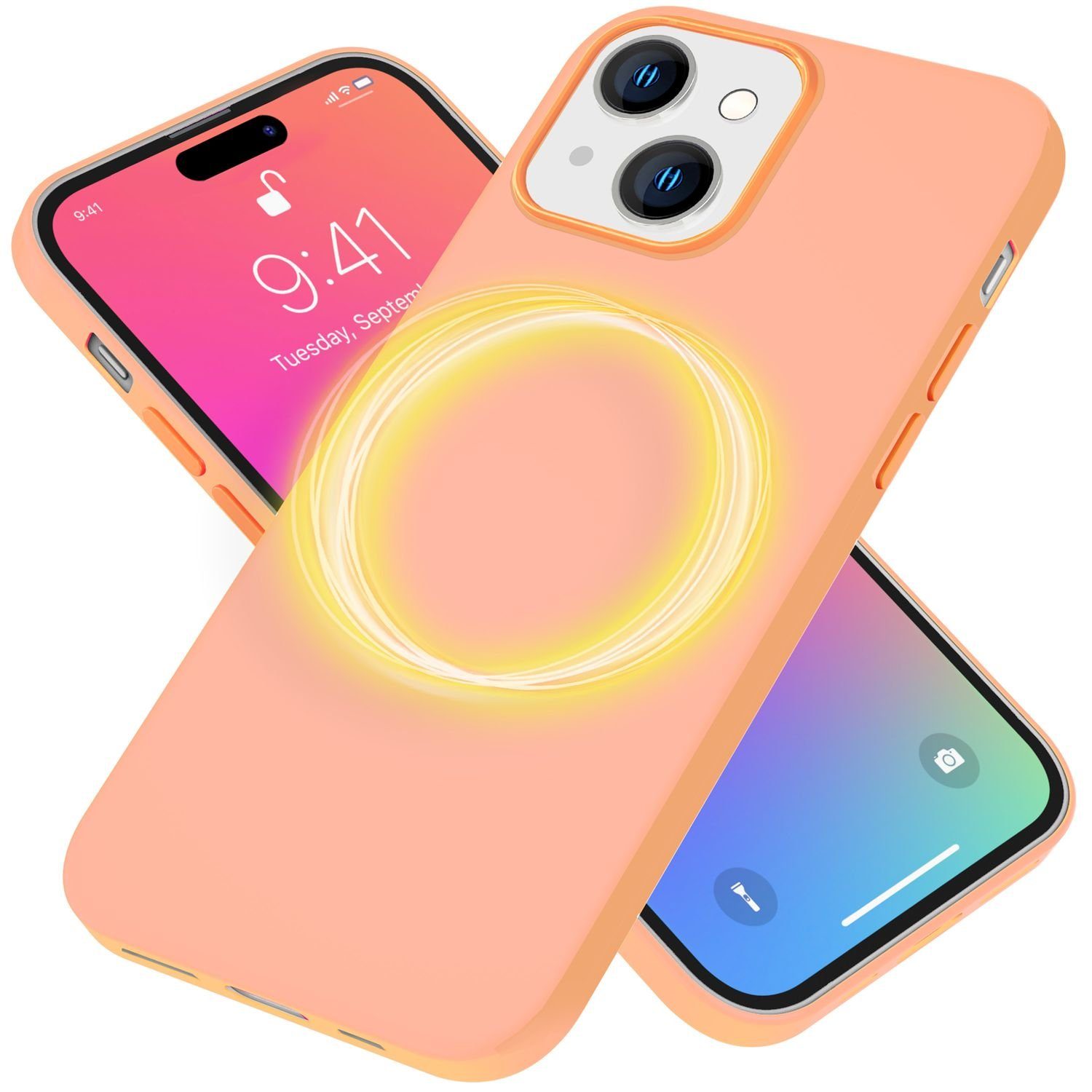 Nalia Smartphone-Hülle Apple iPhone 15 15,5 cm (6,1 Zoll), Liquid Silikon Hülle kompatibel mit MagSafe / Easy Clean Magnet Cover