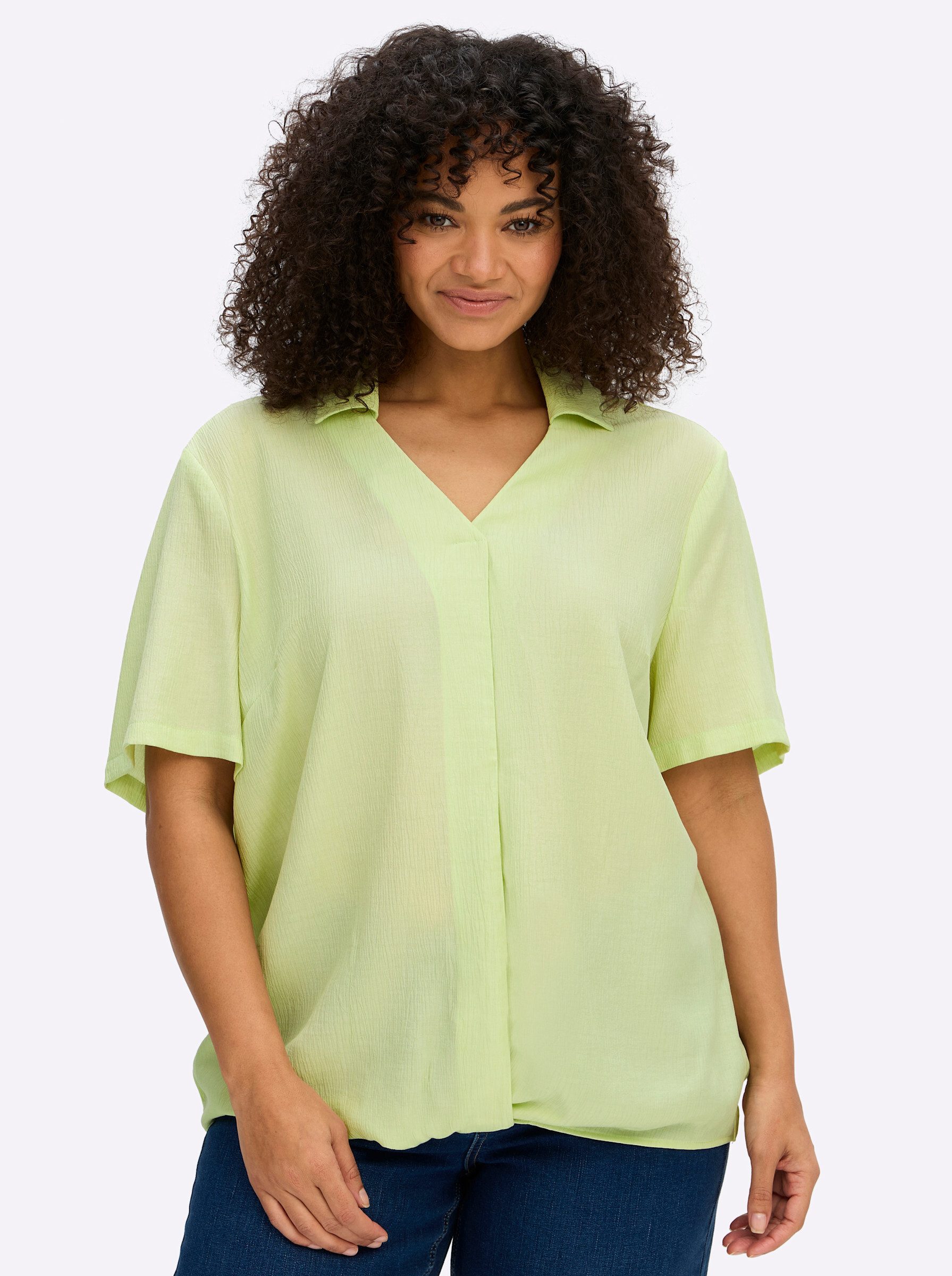 Klassische Bluse Tunika Kurzarm