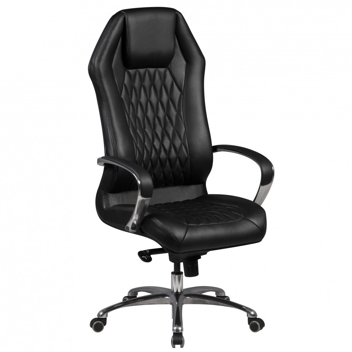Chefsessel Bürostuhl MONTEREY Echt-Leder Schwarz Schreibtischstuhl 120KG