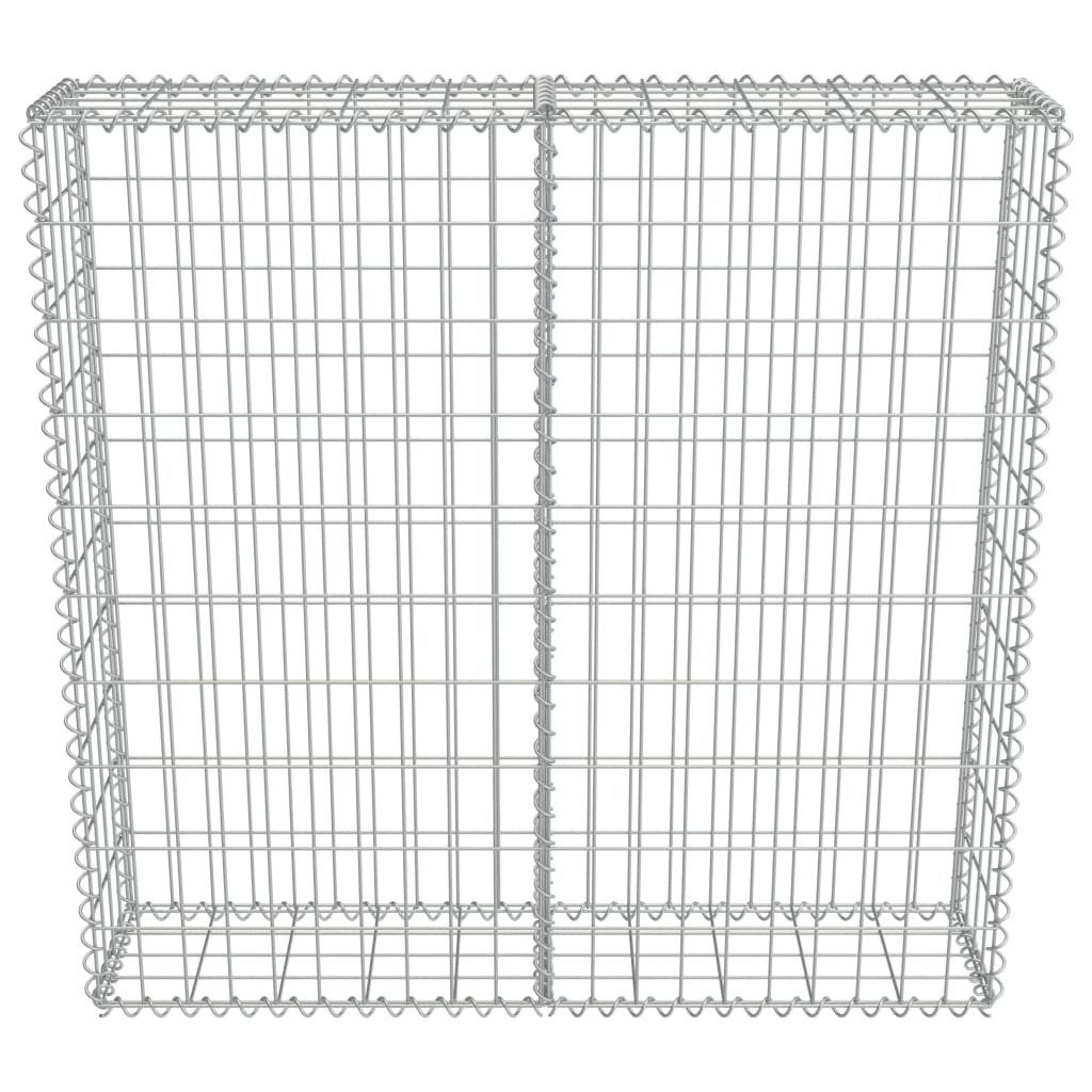 DOTMALL Gabionenzaun Gabionenwand mit Abdeckung Verzinkter Stahl 100×20×100 cm