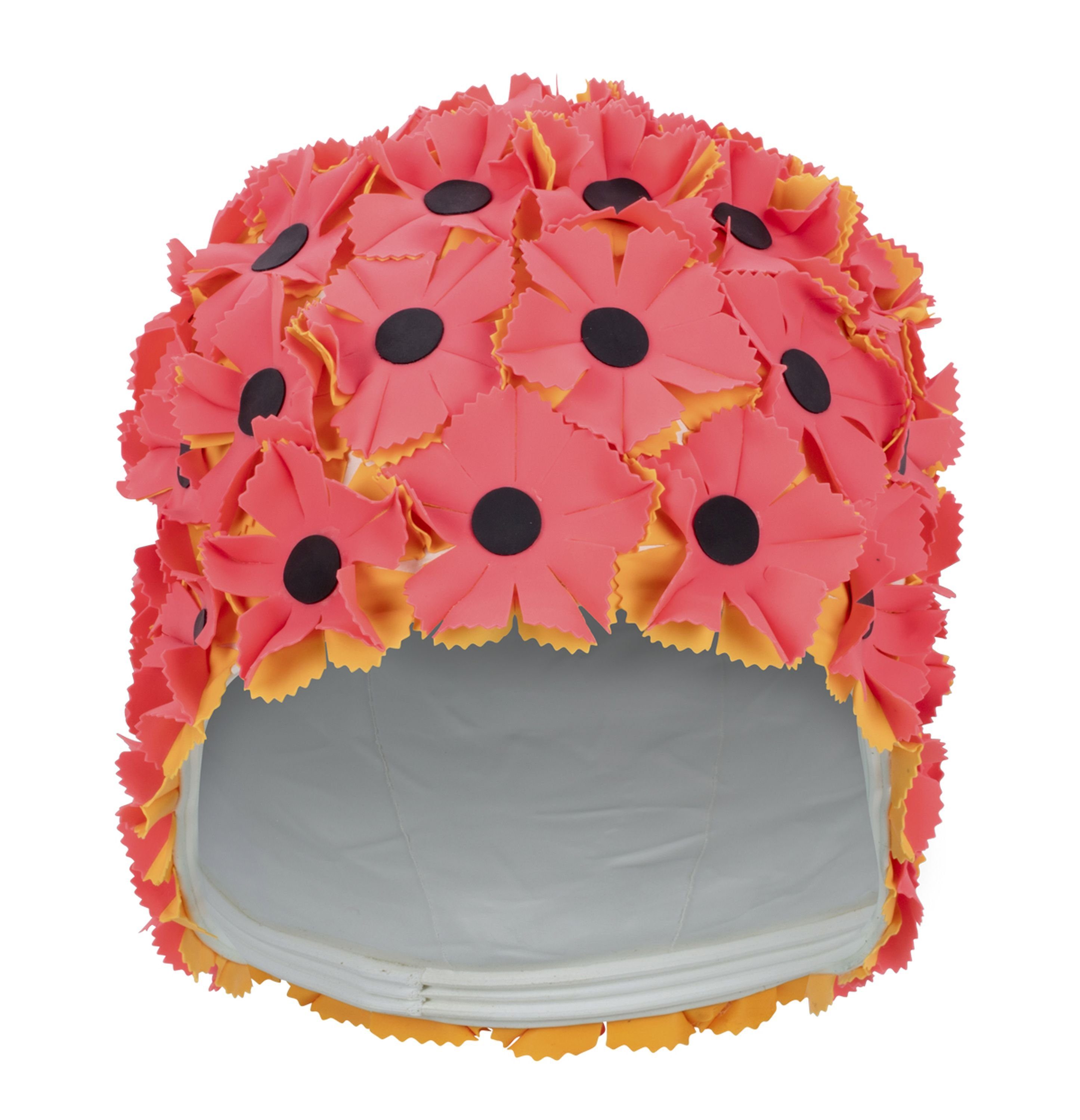 Fashy Badekappe Fashy - Badehaube Gummibadehaube Badekappe Gummi Blüten Pink Orange