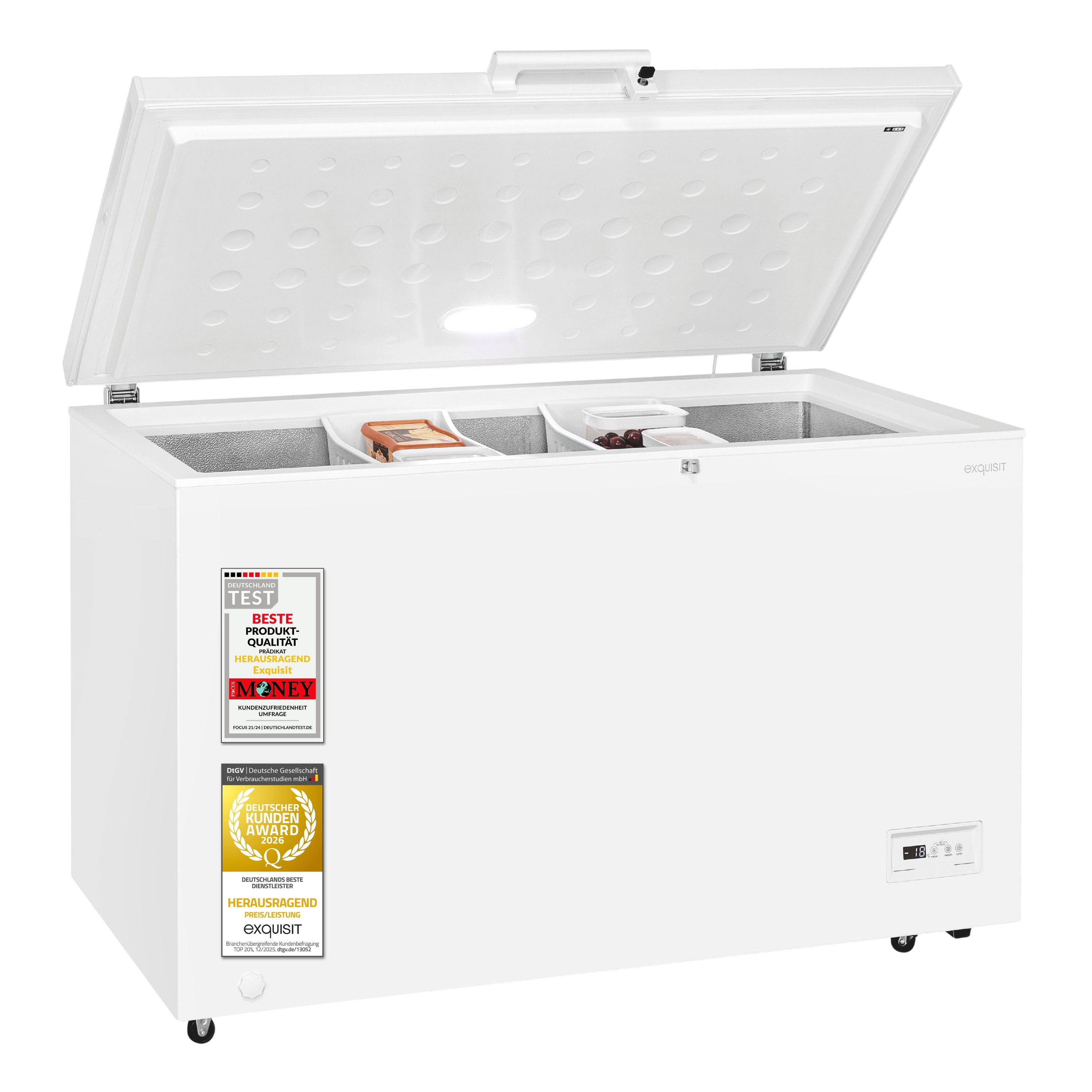 exquisit Gefriertruhe GT5400-HE-041E, 130 cm breit, 371 l, 371 l Nutzinhalt, 4 Sternefach, 18,0 kg, 39 dB