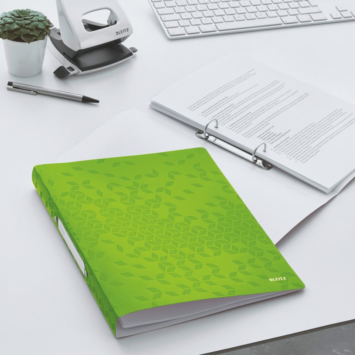 LEITZ Präsentationsordner Ringbuch Wow A4 PP 2 Ringe 25mm grün Packung mit 10 Stück