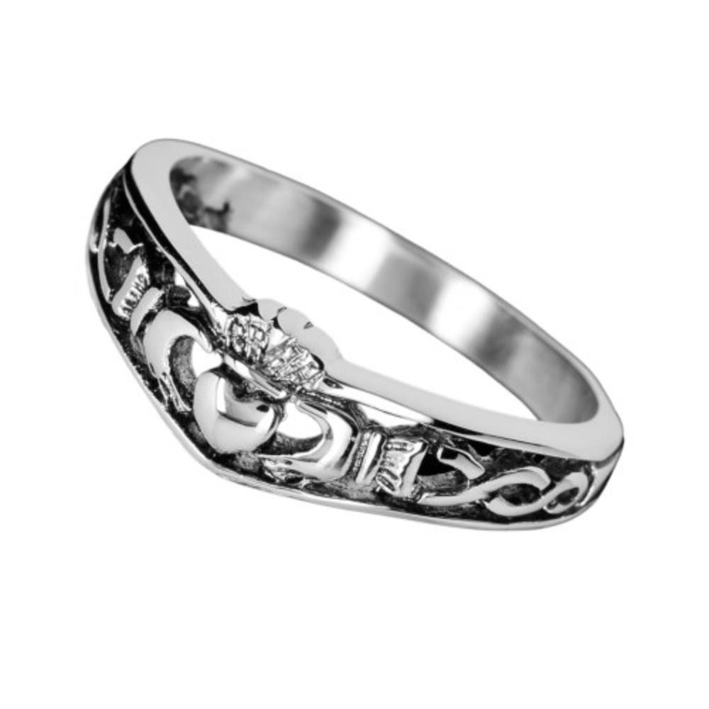Fingerring Claddagh Ring Edelstahl: Herz mit Krone