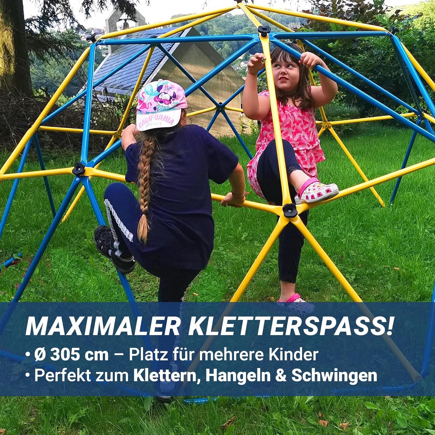 L.A. Sports Klettergerüst XL 305 cm Dome Kinder Kletter Kuppel Metall Gerüst Kuppel mit Zelt, (Spar-Set, inkl. Zelt), mit Zelt