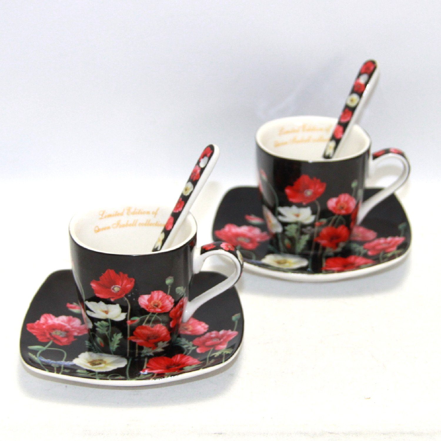 Queen Isabell Espressotasse, Espressotassen Porzellanset Mohnblumenmuster