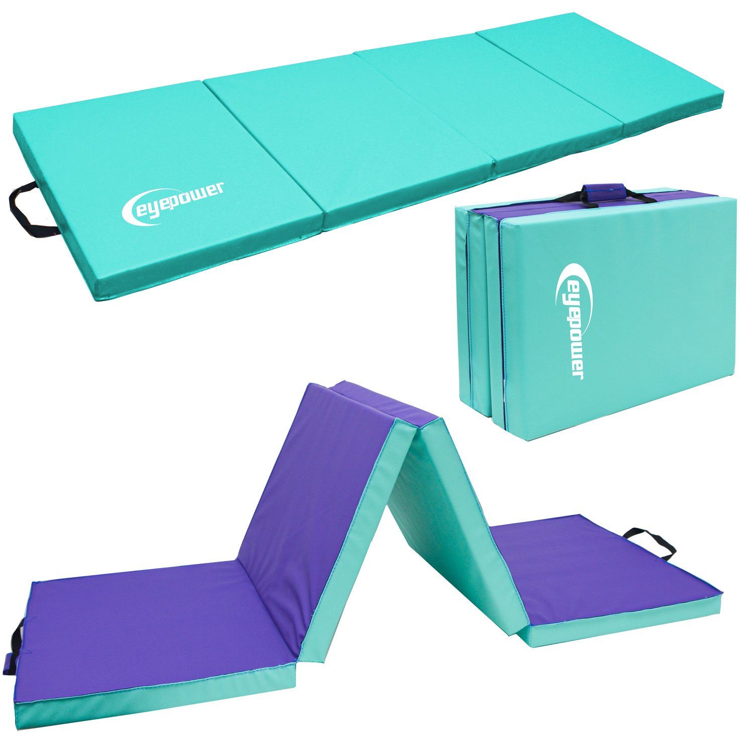 eyepower Weichbodenmatte 180 x 60 x 5 cm - XL Turnmatte für Zuhause - Faltbare Gymnastikmatte, Bodenturnmatte - Klappbare Fitnessmatte - Fallschutzmatte für Kinder