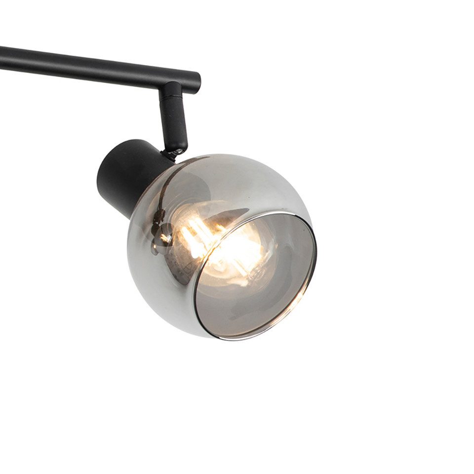 Qazqa LED Aufbaustrahler Vidro, Dimmbar, LED wechselbar, Extra-Warmweiß, QAZQA Aufbau­spot, e14, Schwarz, Glas, Art Deco