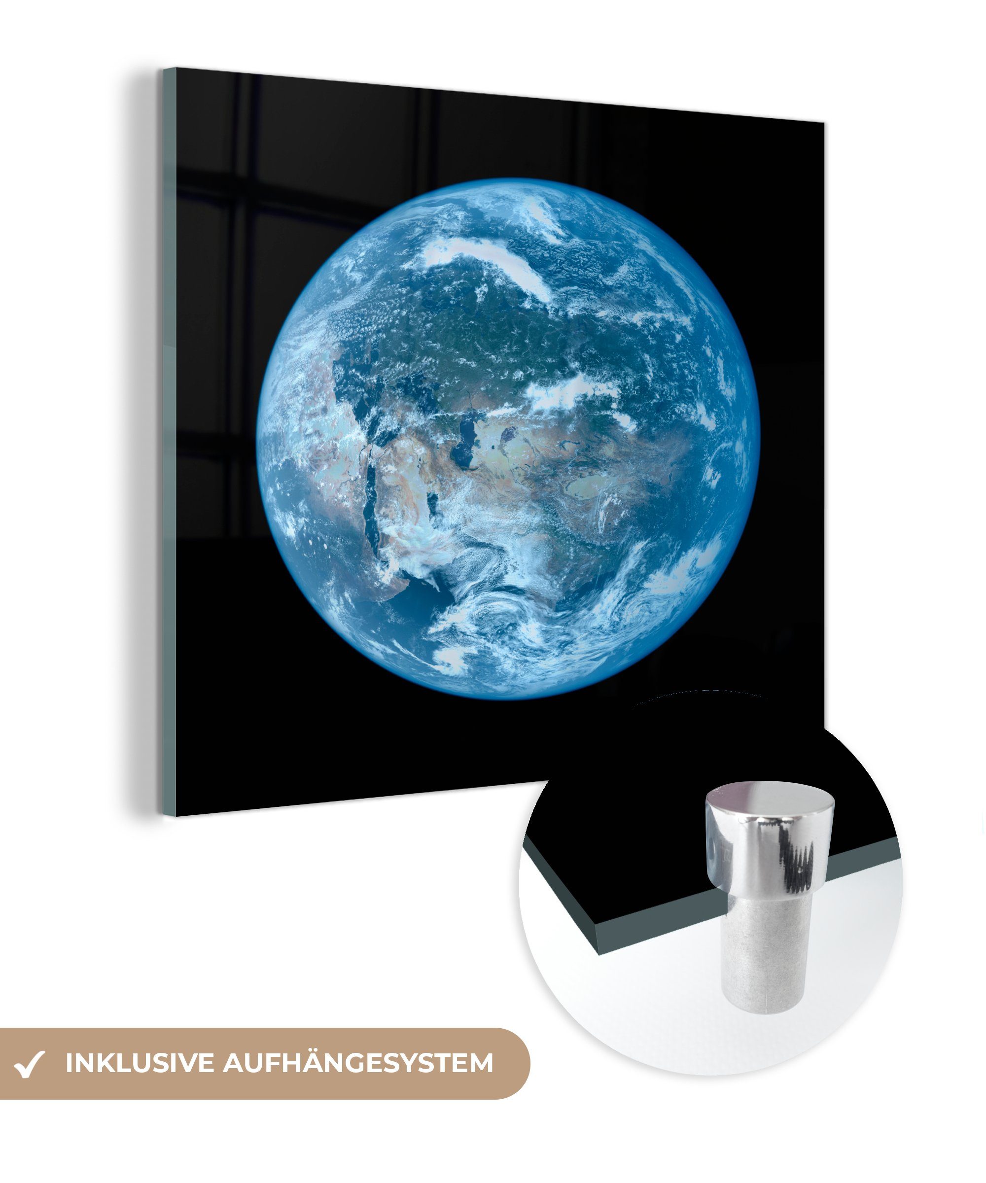 MuchoWow Acrylglasbild Satellitenbild einer hellblauen Erde, (1 St), Glasbilder - Bilder auf Glas Wandbild - Foto auf Glas - Wanddekoration