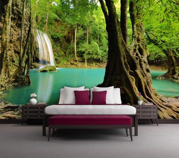 wandmotiv24 Fototapete Landschaft von Thailand mit Wasserfall, glatt, Wandtapete, Motivtapete, matt, Vliestapete