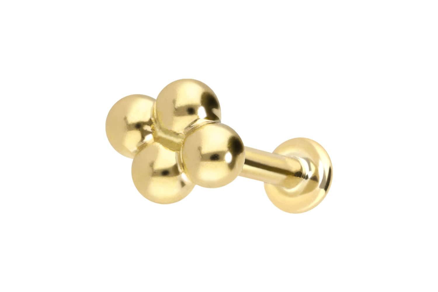 PIERCINGLINE Piercing-Set 14 Karat Gold Labret mit Push Fit 4 KUGELN (Labrets, 1-tlg)