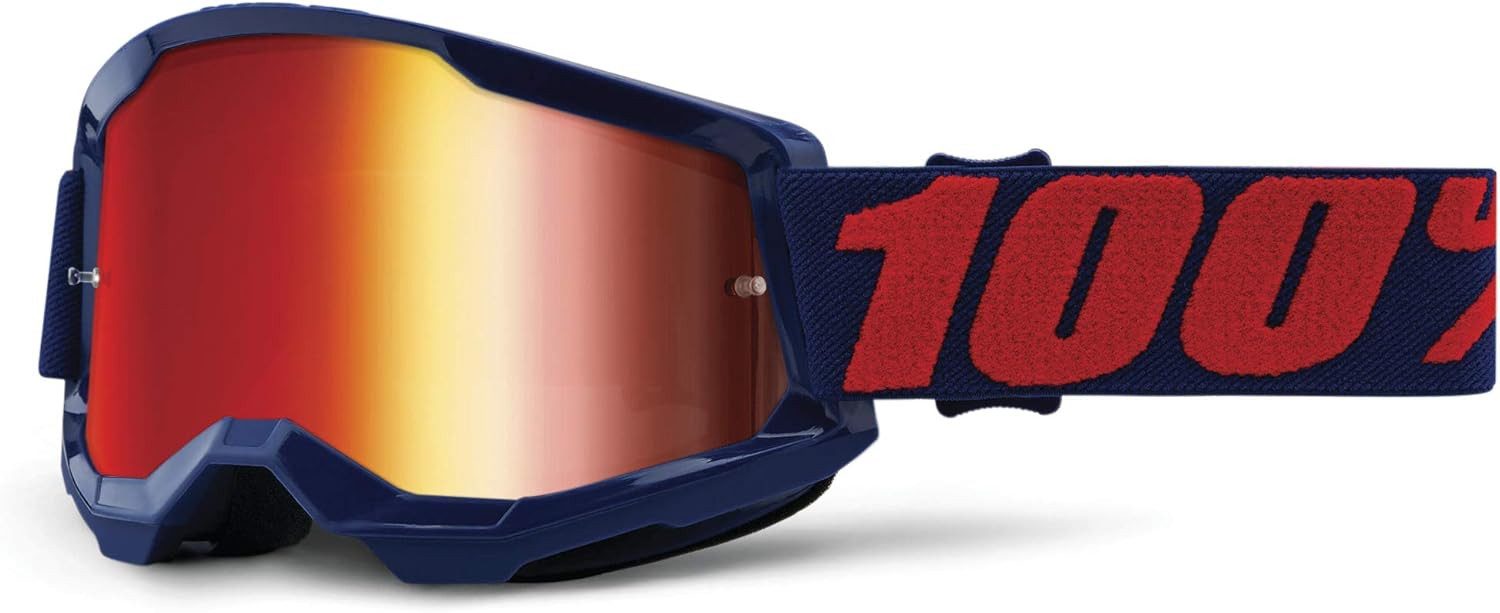 100% Motorradbrille 100% Strata V2 goggle Motocross Brille Navy Verspiegelt