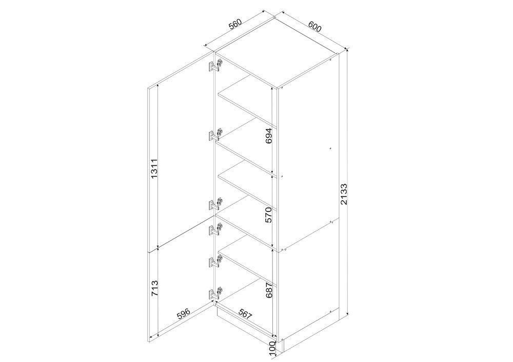 ROYAL24_MARKT Hochschrank - VITA - Pflegeleicht und langlebig (Küchen Hochschrank, 1-St., Premium - VITA D60SŁ P/L) Top Stoffe - Exklusiv - Hochwertig