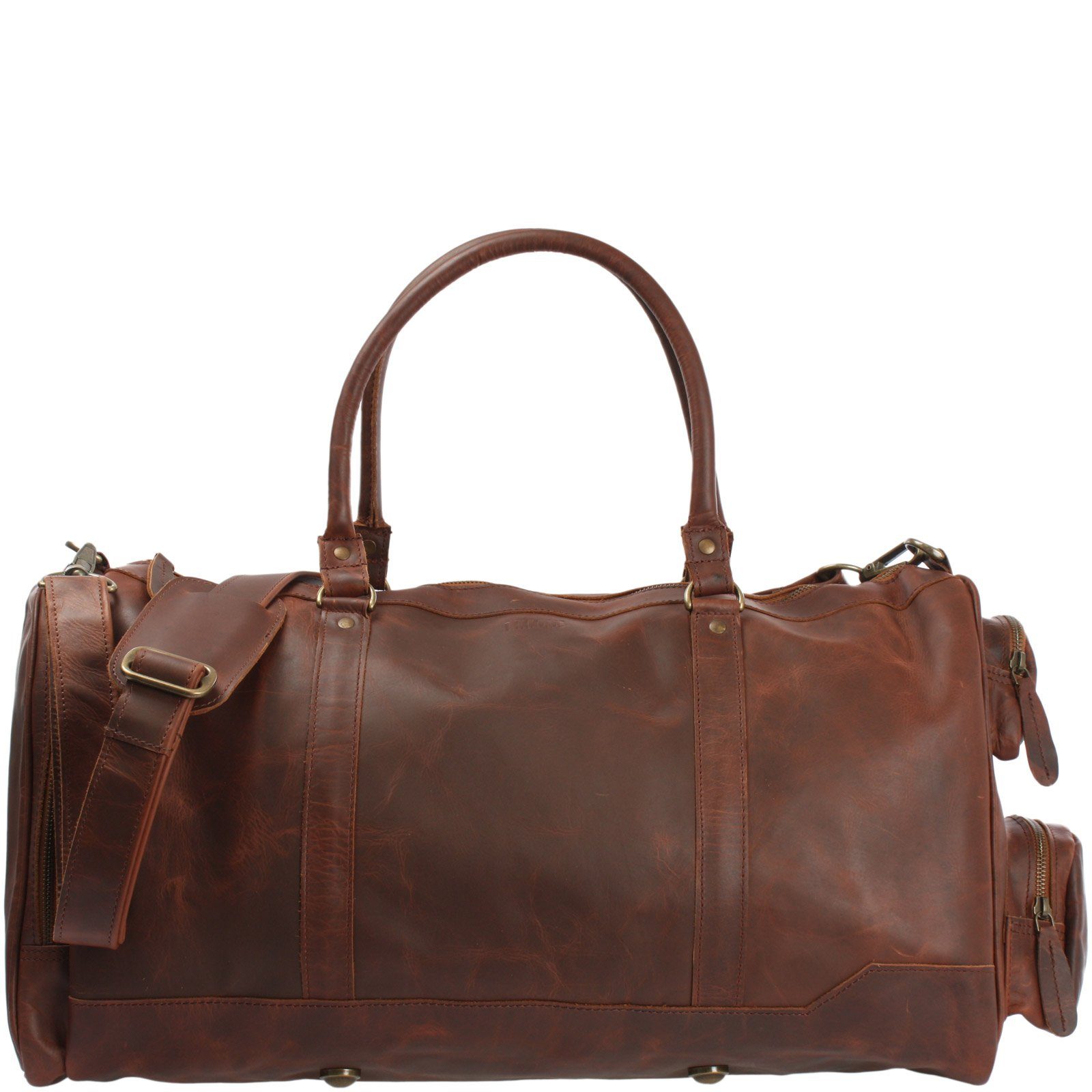 LECONI Reisetasche Небольшие сумки для поездок  Sporttasche Damen Herren Handgepäck Leder LE2017, geteiltes Hauptfach - Seitentaschen mit Reißverschluss - 55x30x27 cm