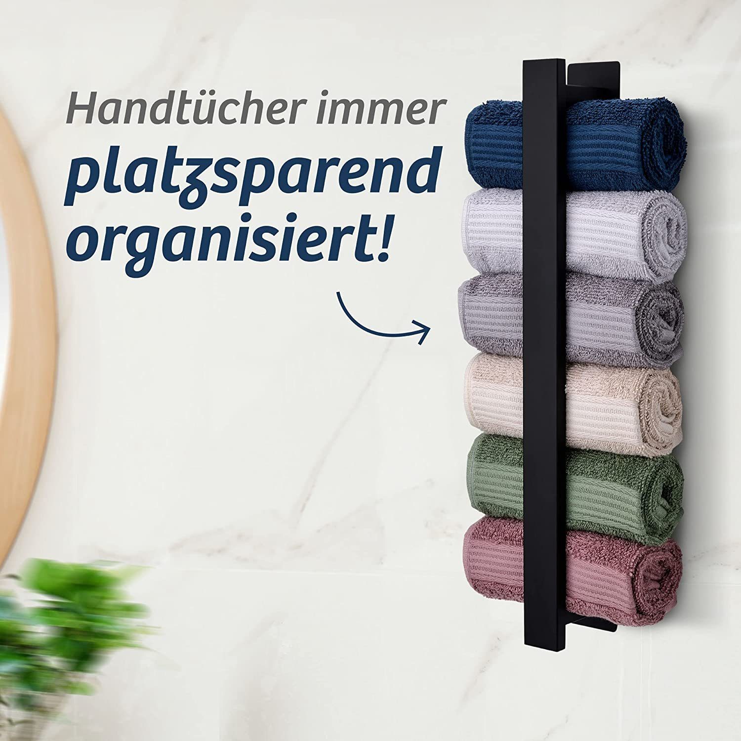 Praknu Handtuchstange Handtuchhalter Schwarz zum Kleben günstig online kaufen