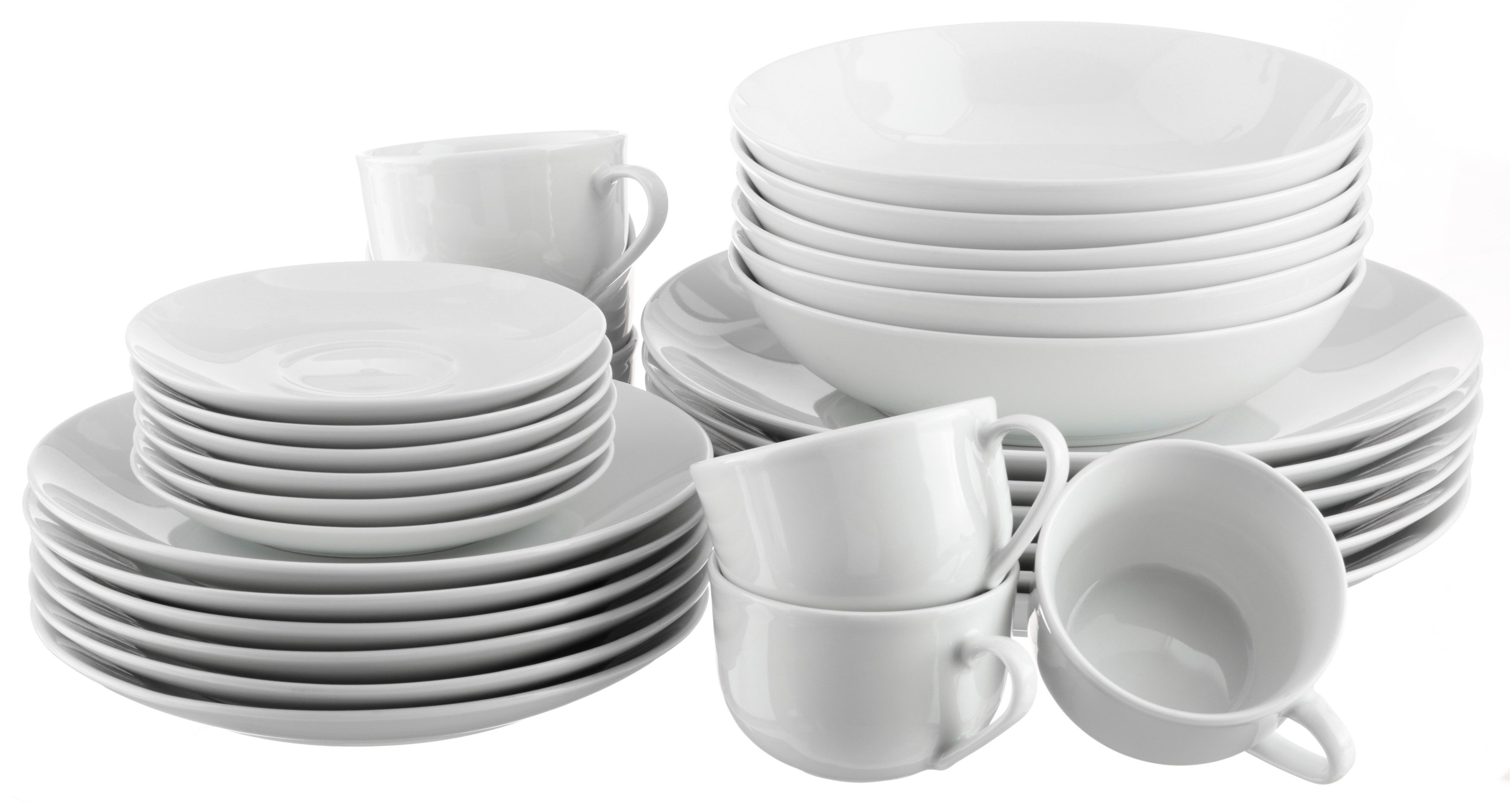 OTTO home Kombiservice Alff (30-tlg), 6 Personen, Porzellan, Geschirr-Set, harmonische, trendige Coupeform