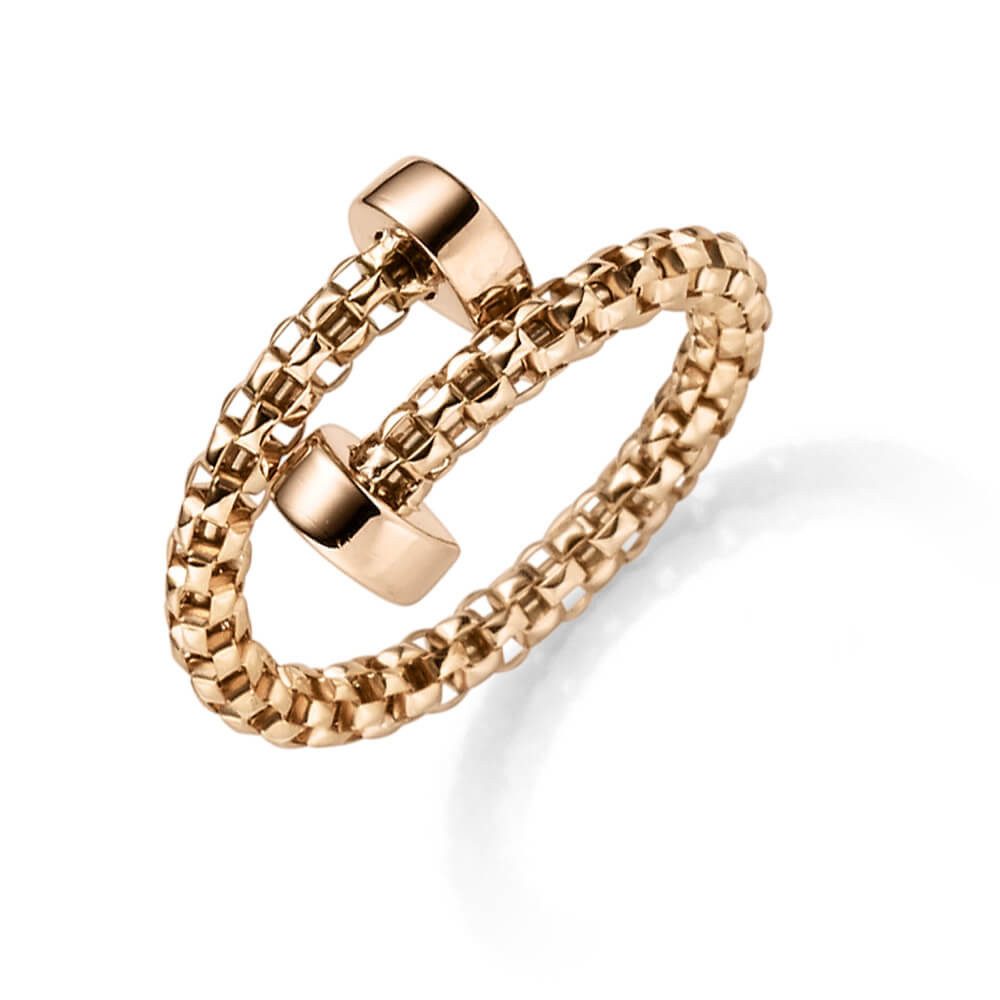 Schmuck Krone Goldring Ring aus 585 Rotgold strukturiert offen, Gold 585