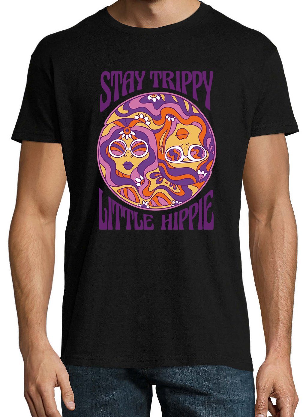 Youth Designz T-Shirt Herren Trippy Little Stay mit Schwarz trendigem Frontprint Shirt Hippie